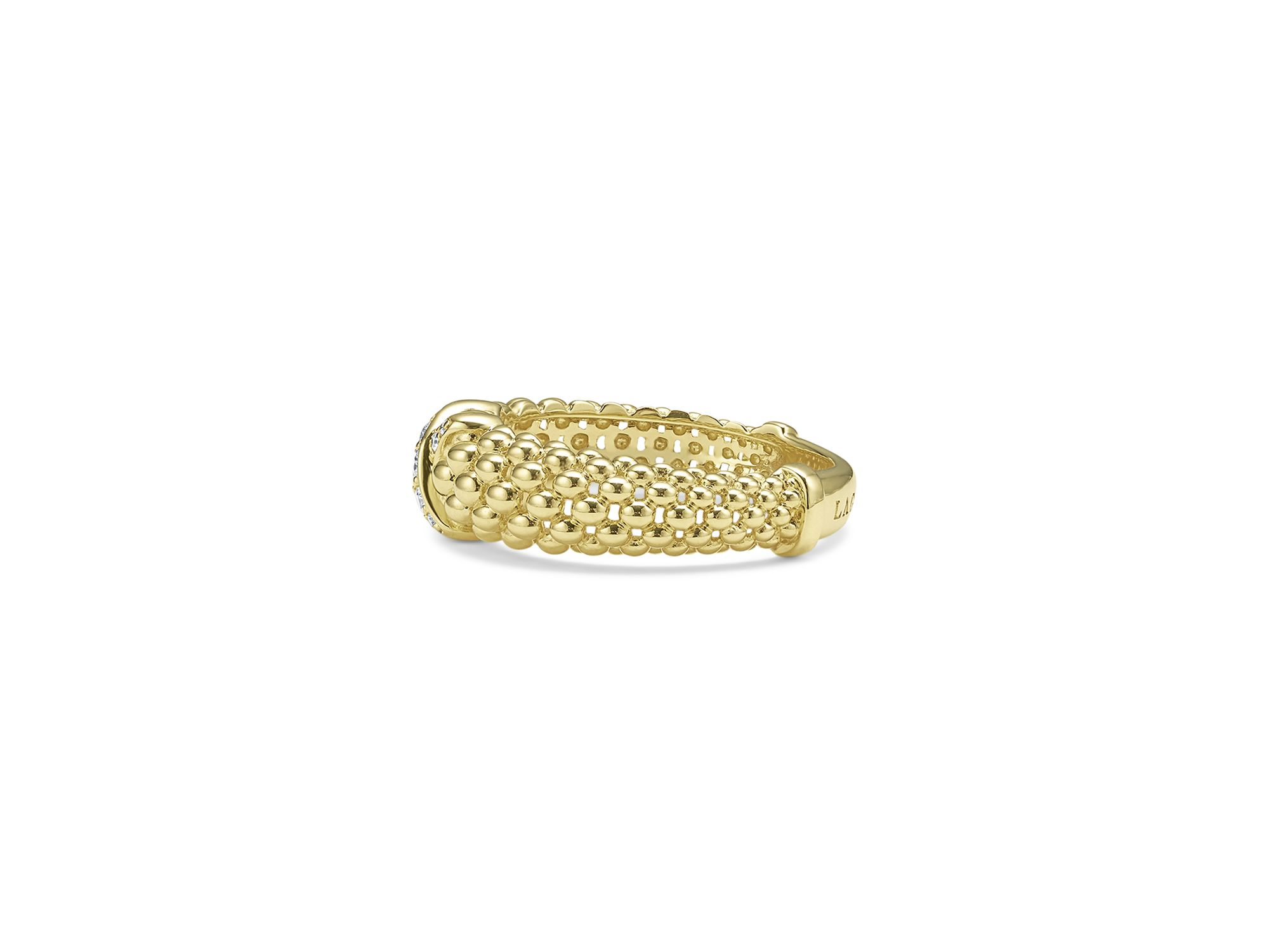 18K Yellow Gold Embrace Diamond X Caviar Bead Statement Ring — Image 3