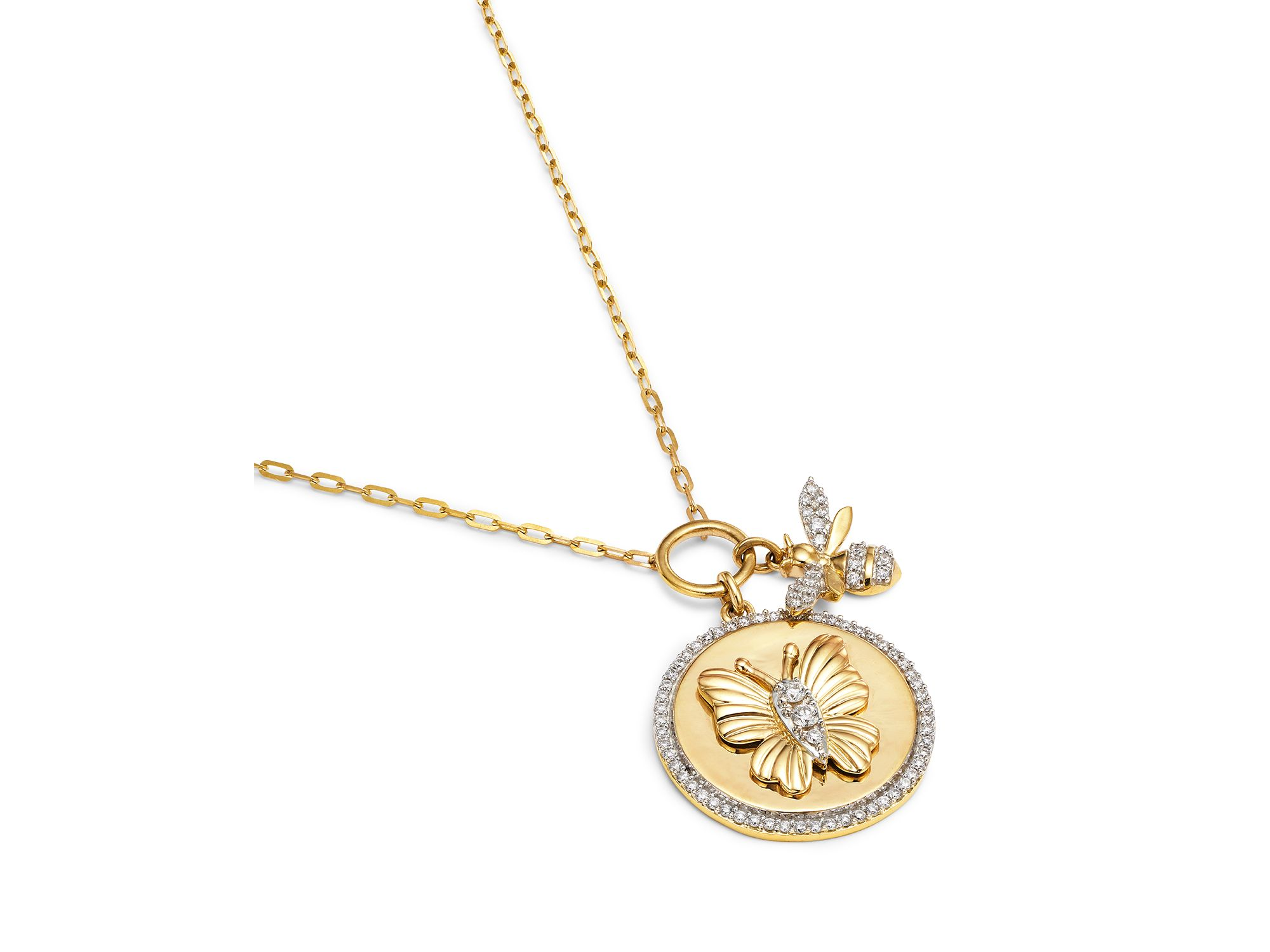 Diamond Multiple Charm Pendant Necklace in 14K Yellow Gold, 0.38 tcw — Image 3