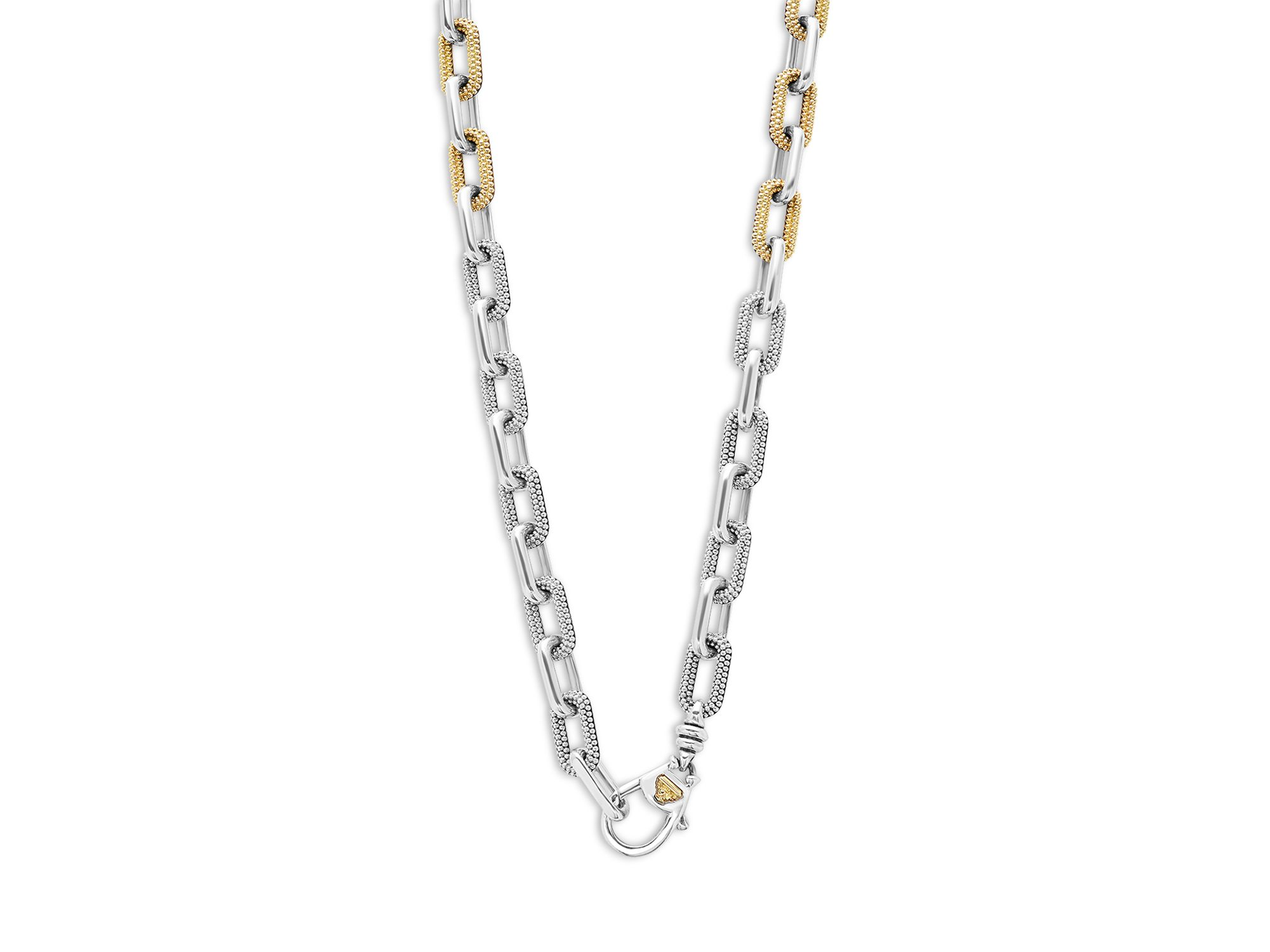 18K Yellow Gold & Silver Caviar Lux-Clip Diamond Link Necklace, 18" - Exclusive — Image 3
