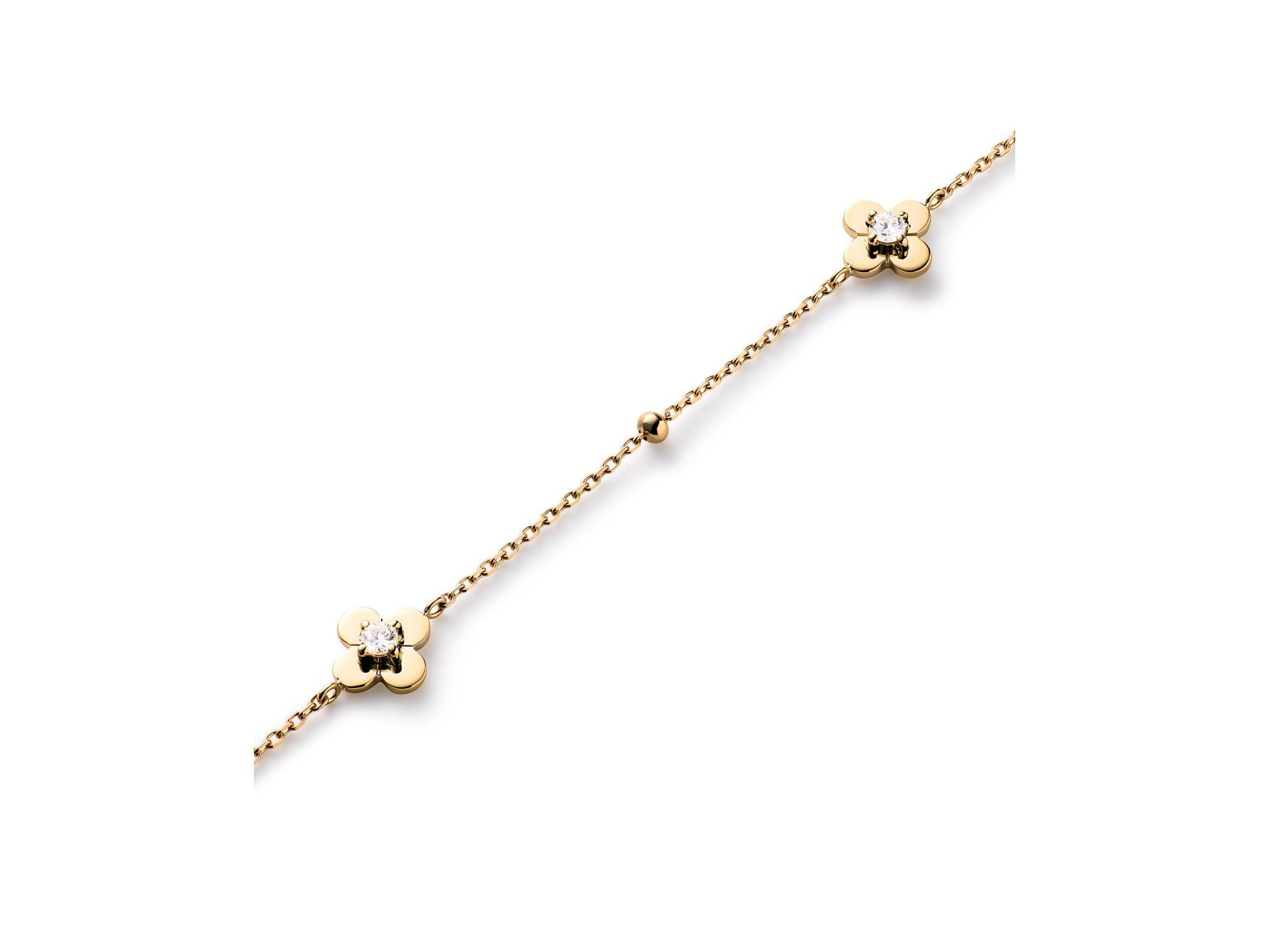 Solid Yellow Gold Mini Flower Station Bracelet — Image 6