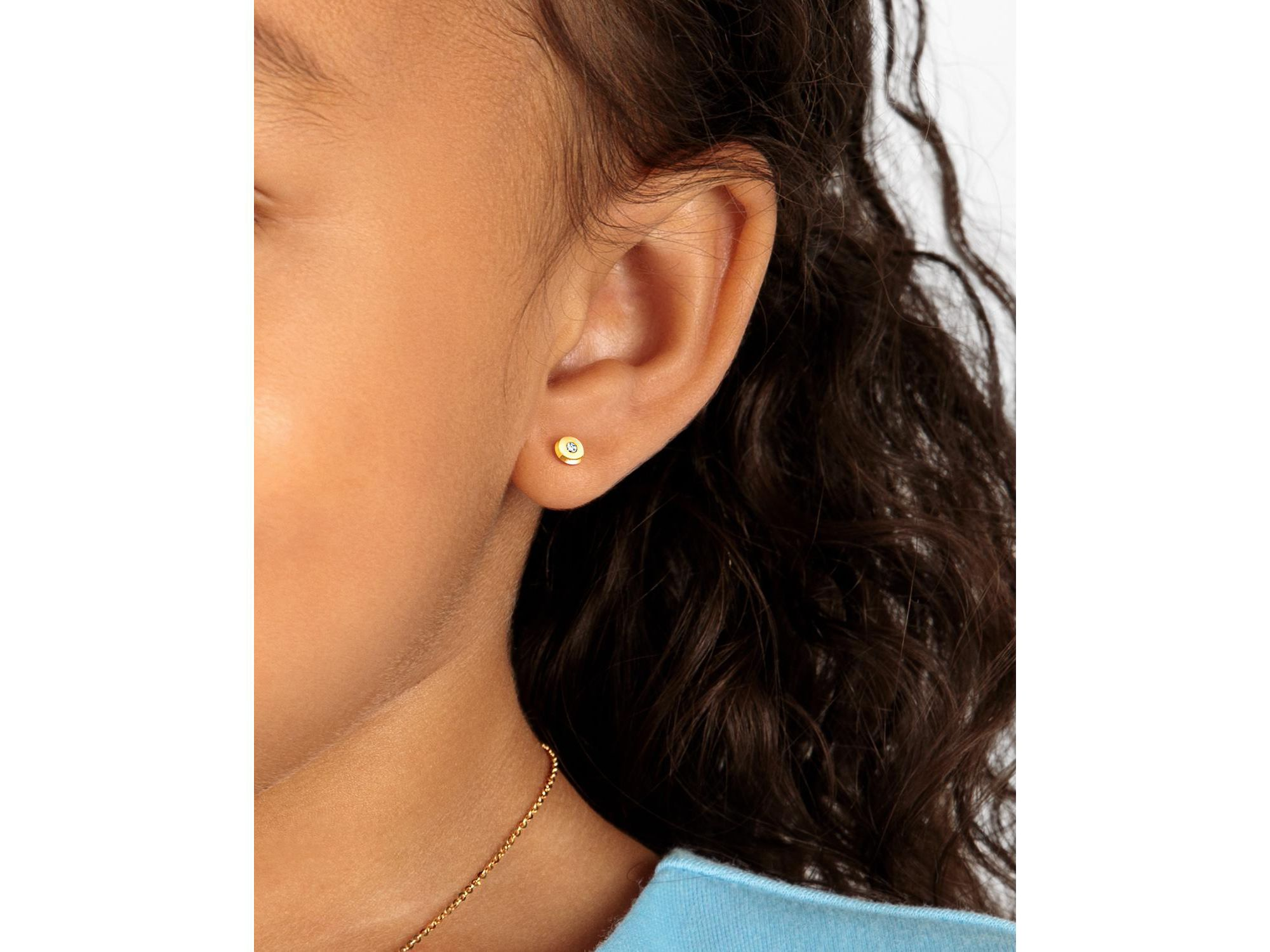 Girls' 14K Gold Little Darling Genuine Diamond Stud Earrings - Baby, Little Kid, Big Kid — Image 3