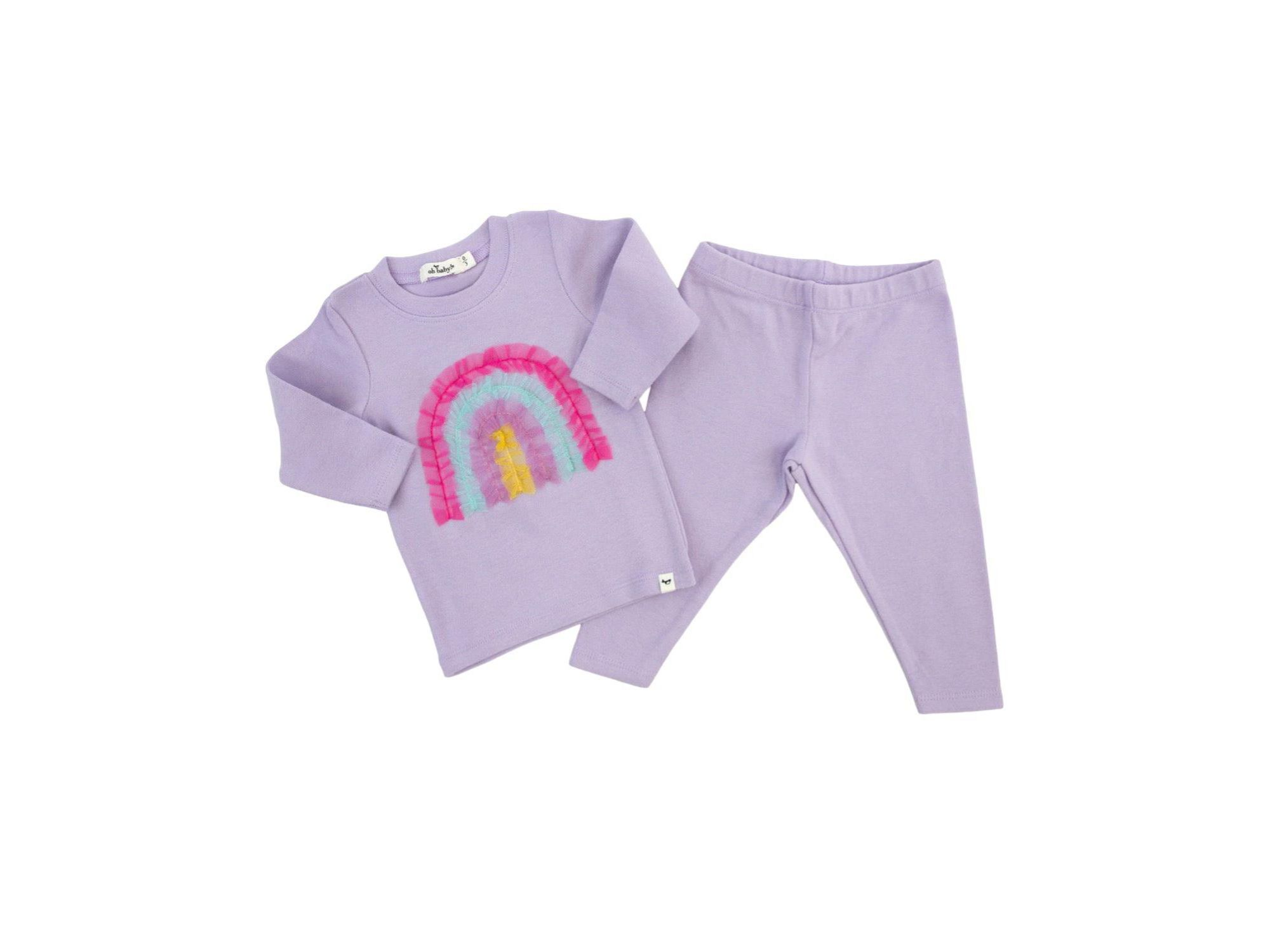 Girls' Bright Tulle Rainbow Applique 2-Piece Tee and Pant Set - Baby — Image 3