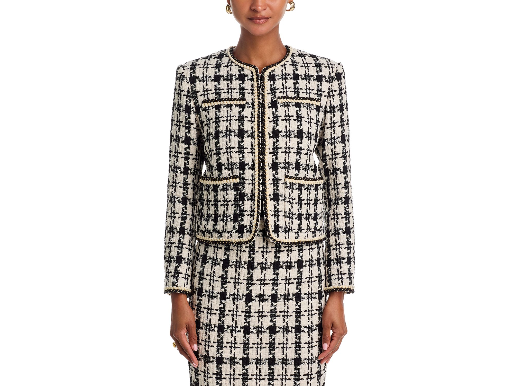 Houndstooth Tweed Jacket & Midi Skirt - Exclusive — Image 4