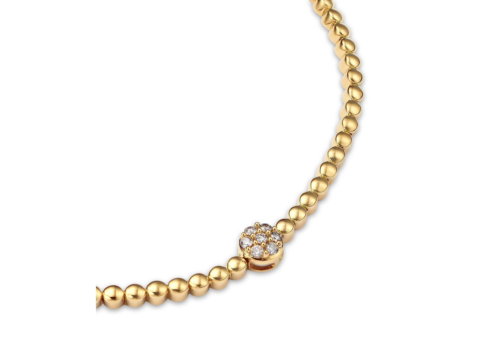 Diamond Cluster Beaded Bracelet in 14K Yellow Gold, 0.10 tcw — Image 3