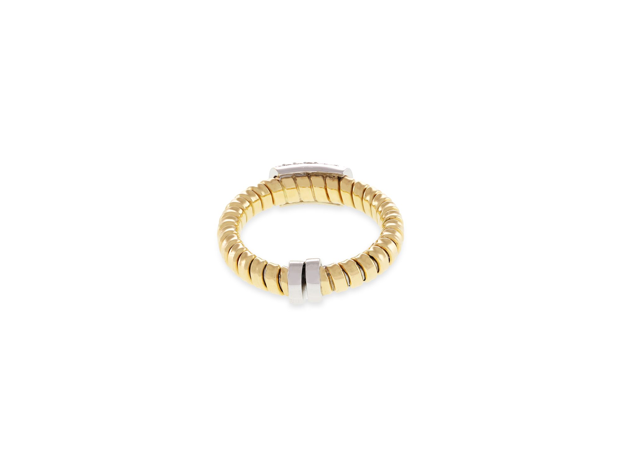 18K Yellow Gold Via Mercanti Tubogas Diamond Pavé Ring — Image 3