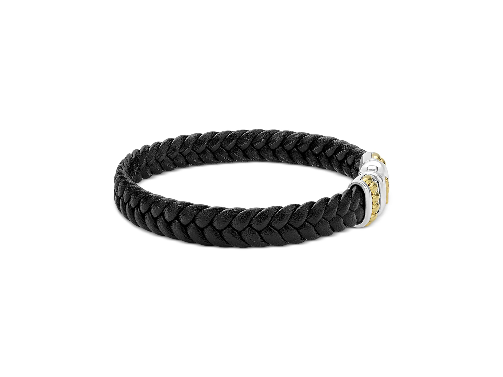 Men's 18K Yellow Gold & Sterling Anthem Braided Faux Leather Bracelet — Image 5