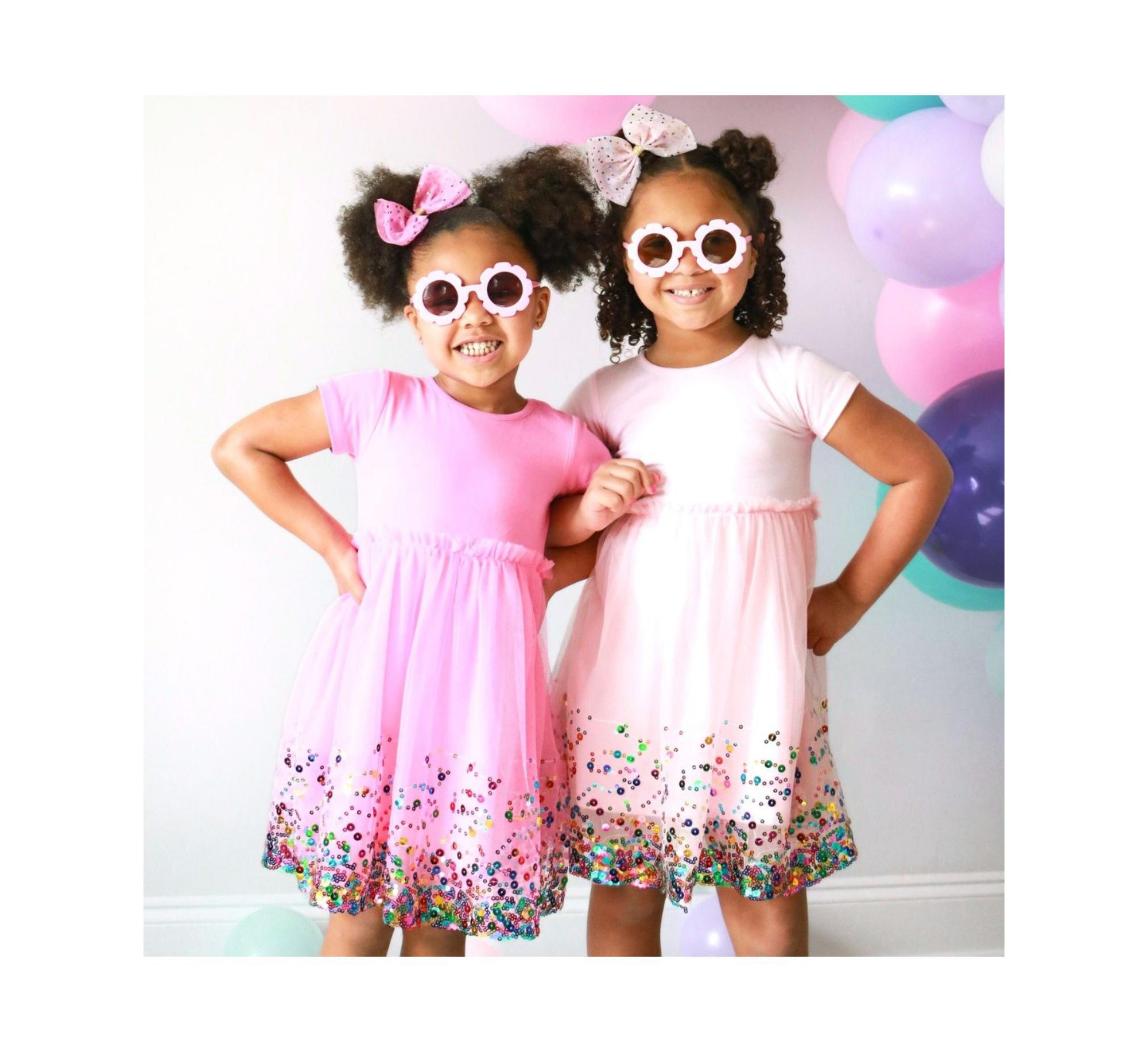 Girls' Pink Confetti Short Sleeve Tutu Dress - Little Kid, Big Kid — Image 3