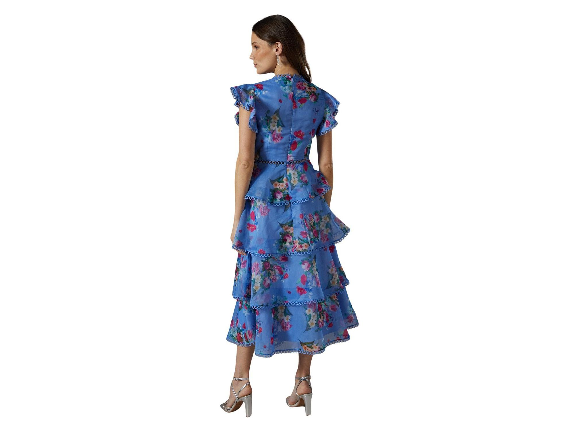Lace Trim Tiered Organza Midi Dress — Image 4