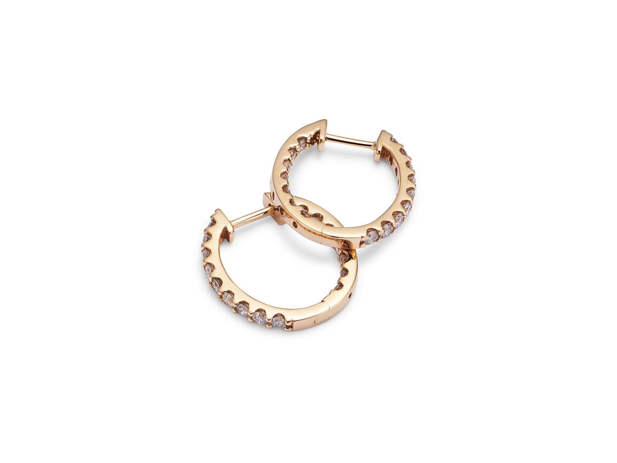 Diamond Inside-Out Oval Hoop Earrings in 14K Yellow Gold, 1.0 tcw — Image 5