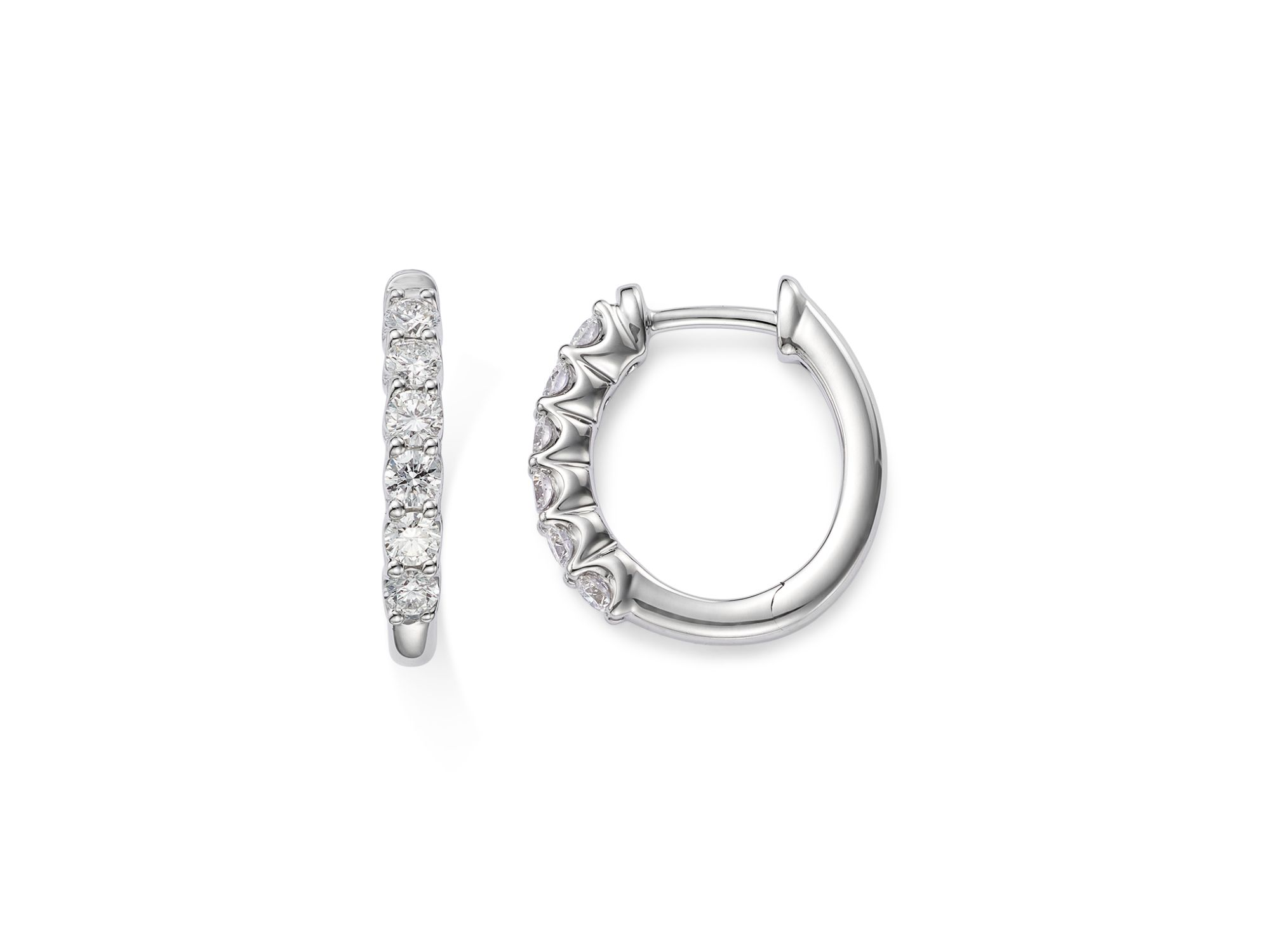 Diamond Small Hoop Earrings in 14K Gold, 0.34 tcw — Image 8