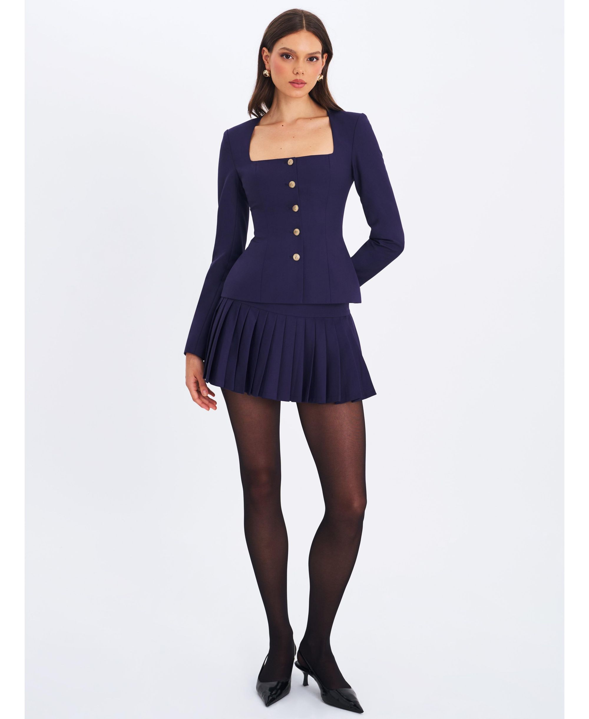 Skylar Pleated A-Line Mini Skirt — Image 8