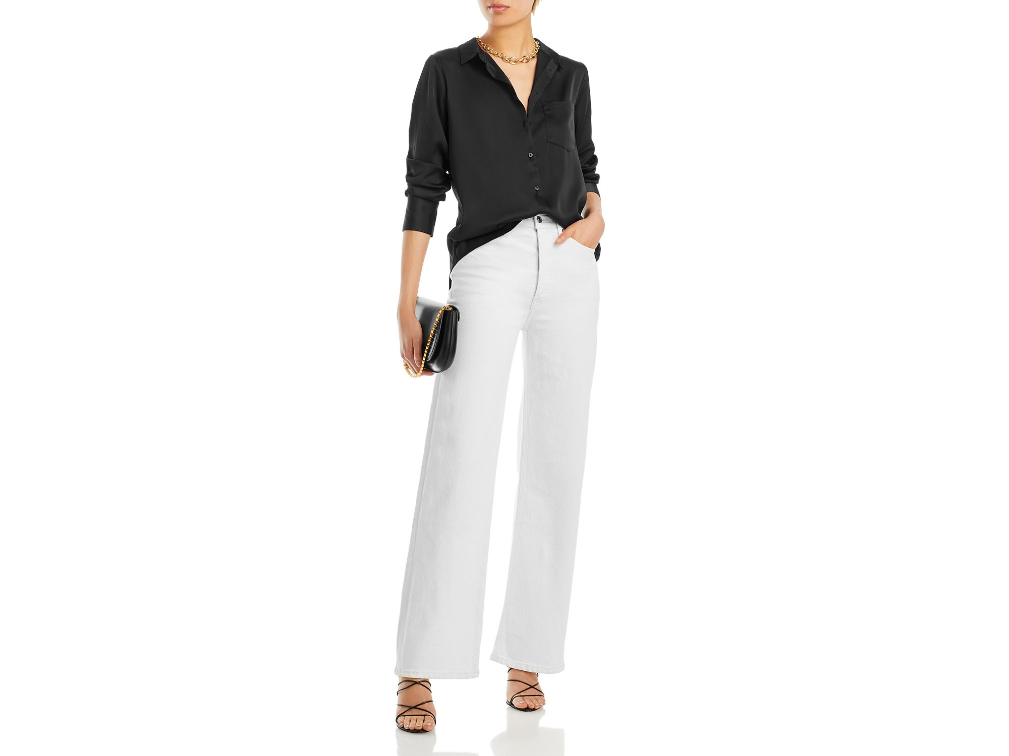 Satin Button Front Blouse - Exclusive — Image 4