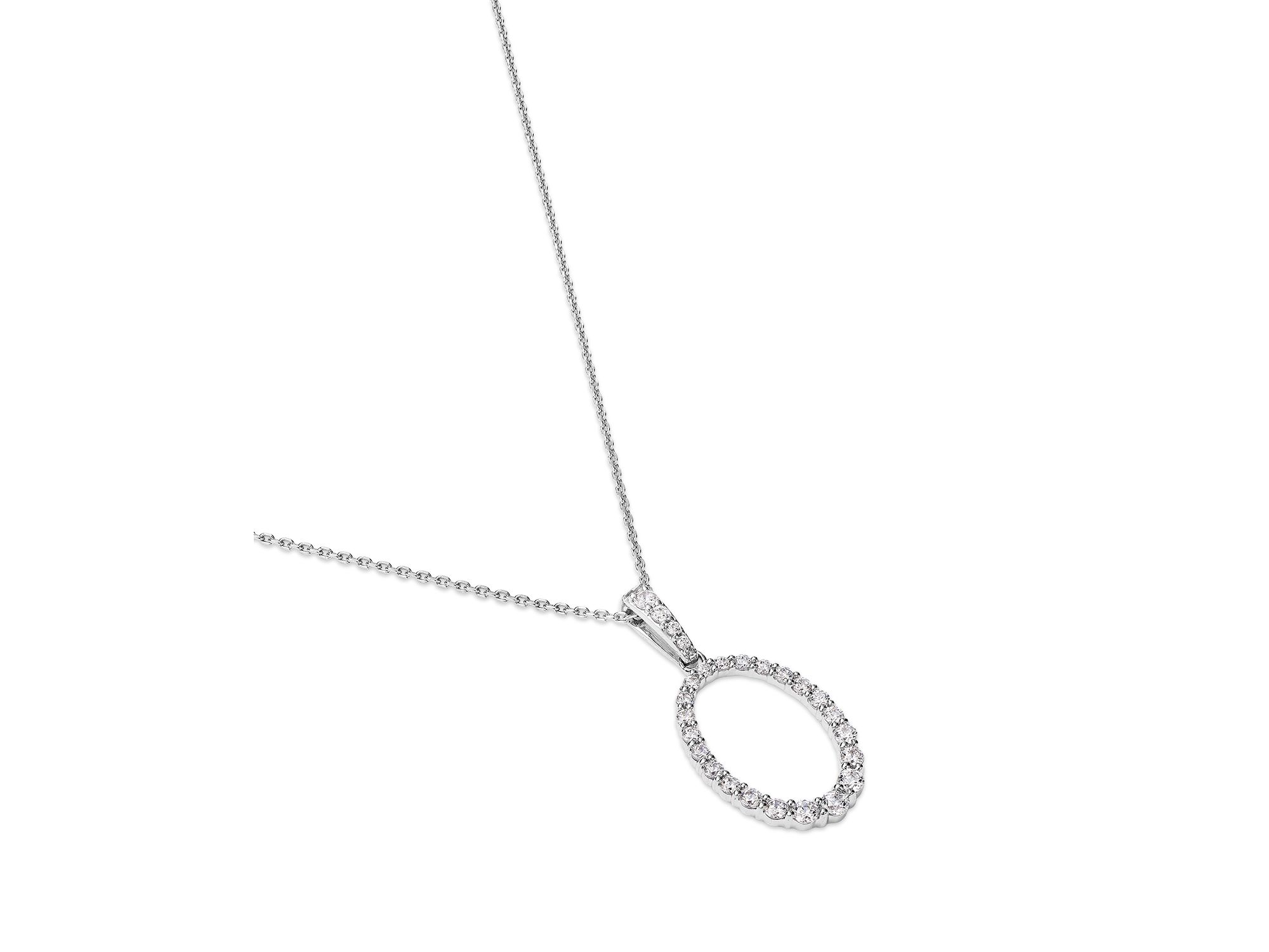 Diamond Circle Pendant Necklace in 14K White Gold, 0.50 tcw — Image 3