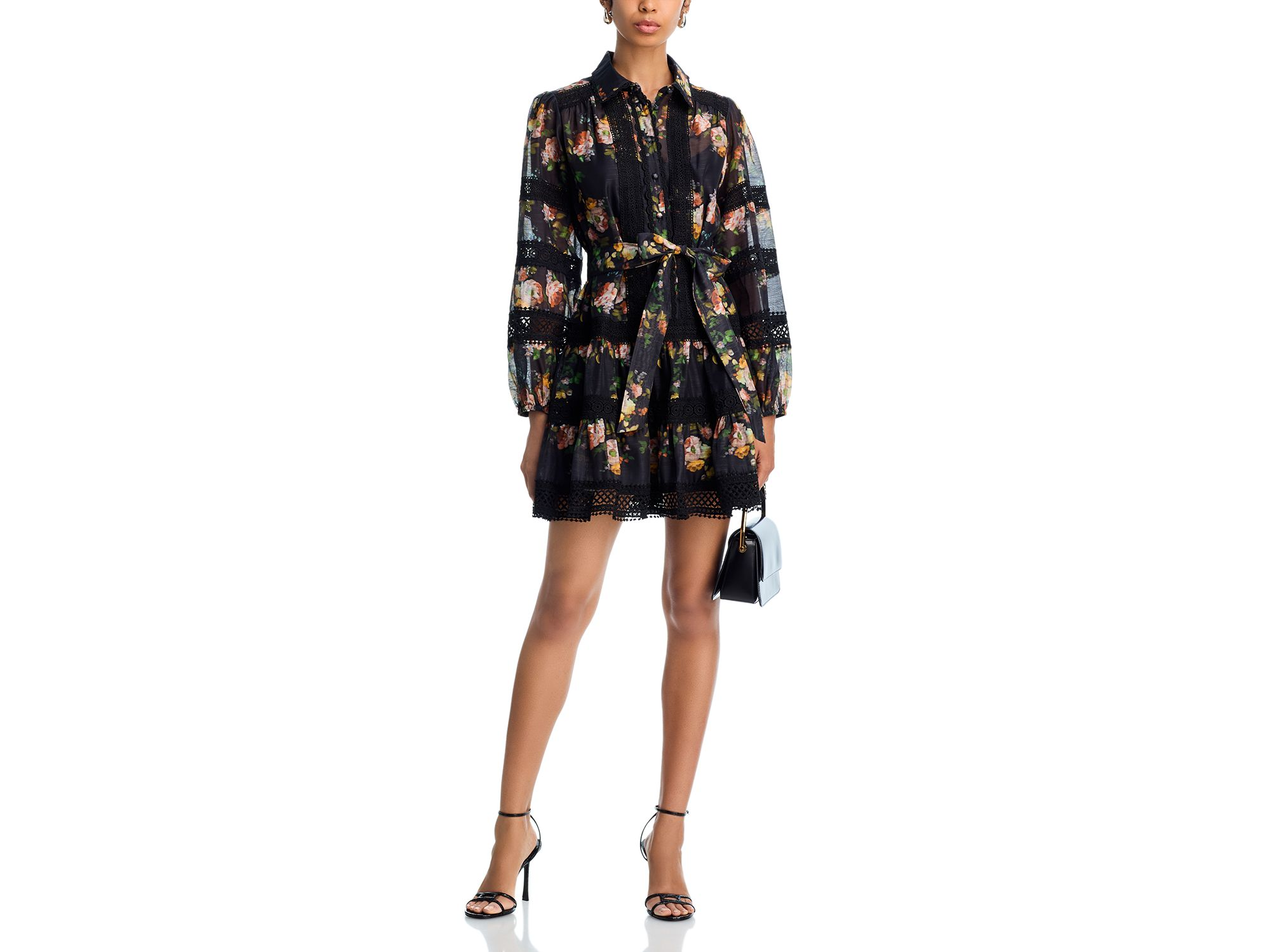 Rose Lace Inset Long Sleeve Mini Dress - Exclusive — Image 5