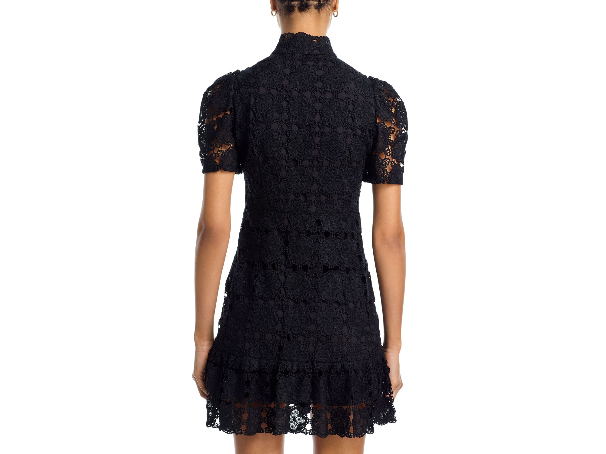 Floral Lace Mock Neck Mini Dress -Exclusive — Image 3