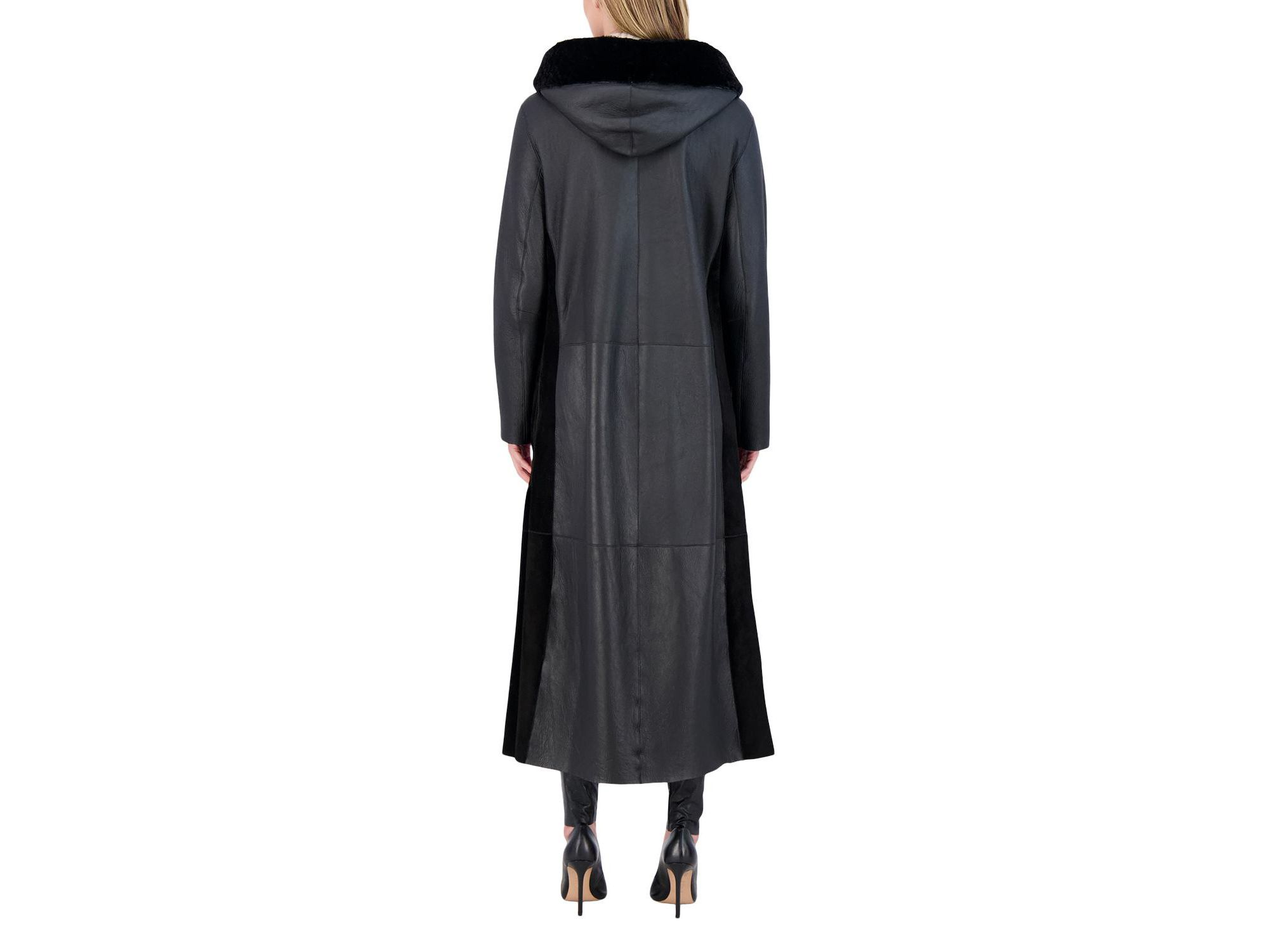 Shearling Zip Parka Coat with Belt — Image 9