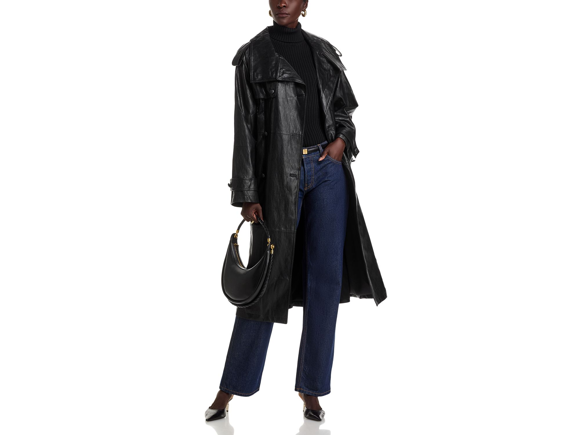 Tony Faux Leather Trench Coat — Image 3