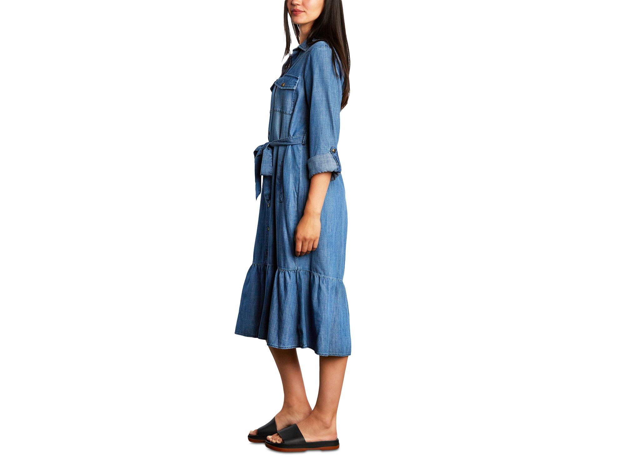 Ruffled Belted Shirtdress — Image 3