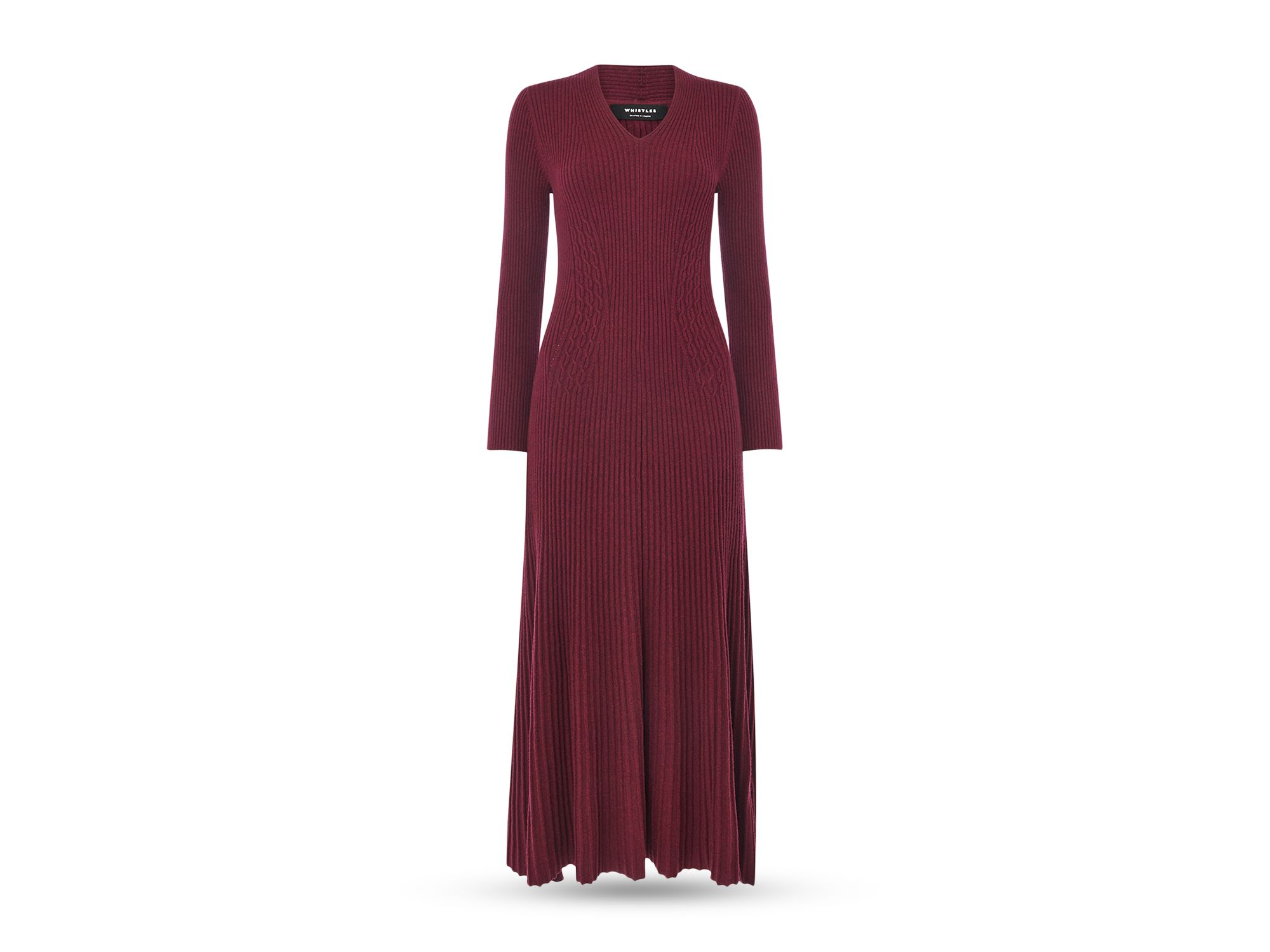 V Neck Cable Ribbed Knit Dress — Image 4