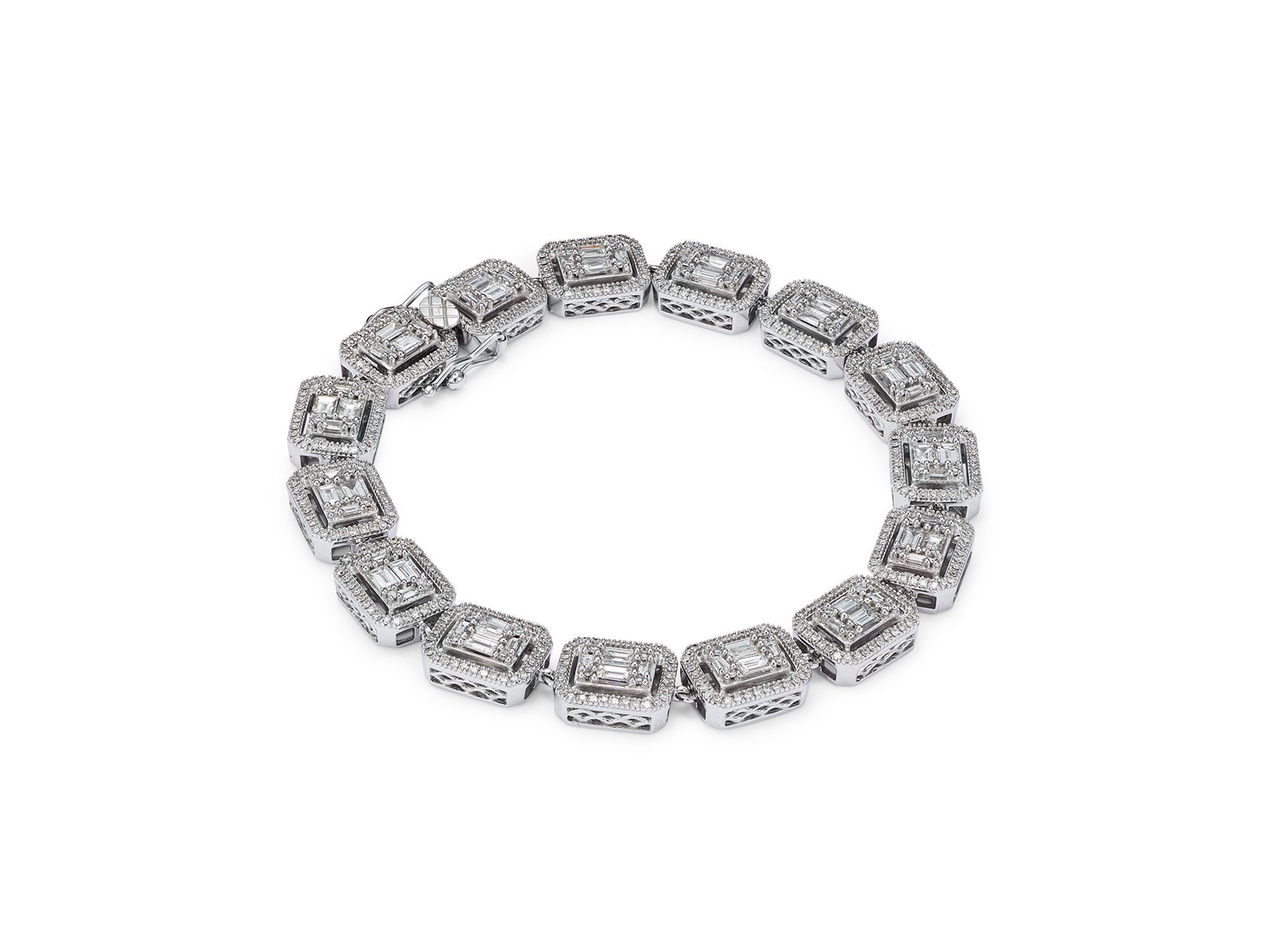 Diamond Mosaic Statement Bracelet in 14K White Gold, 4.0 tcw — Image 8