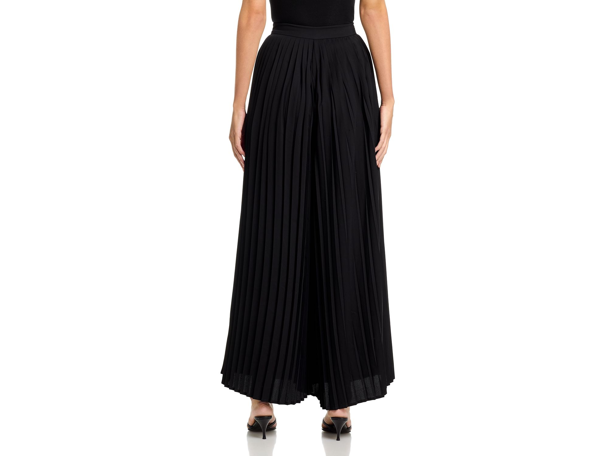 Pleated Palazzo Crepe de Chine Pants — Image 3