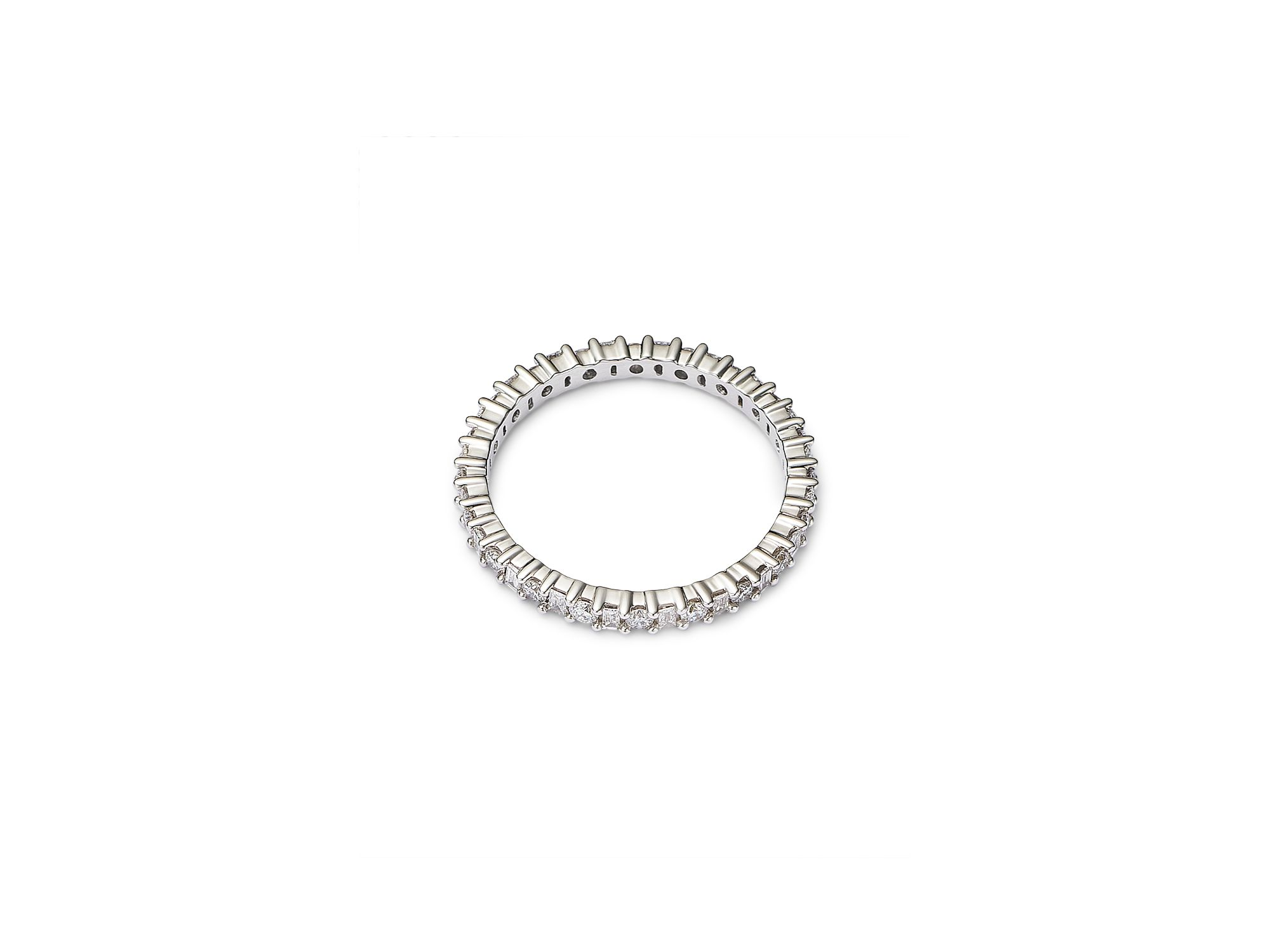 Diamond Round & Baguette Eternity Band in 14K White Gold, 0.60 tcw — Image 3