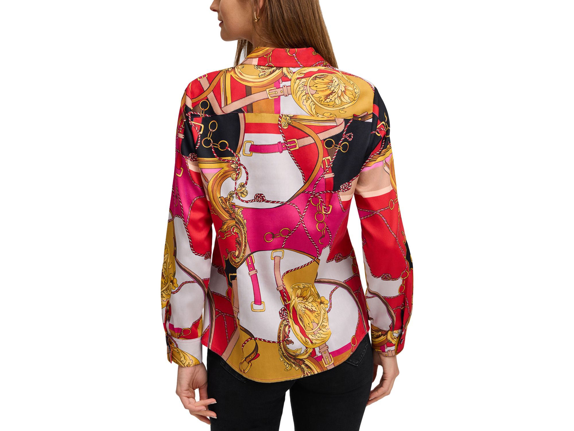 Luna Buckle Scarf Print Top — Image 4