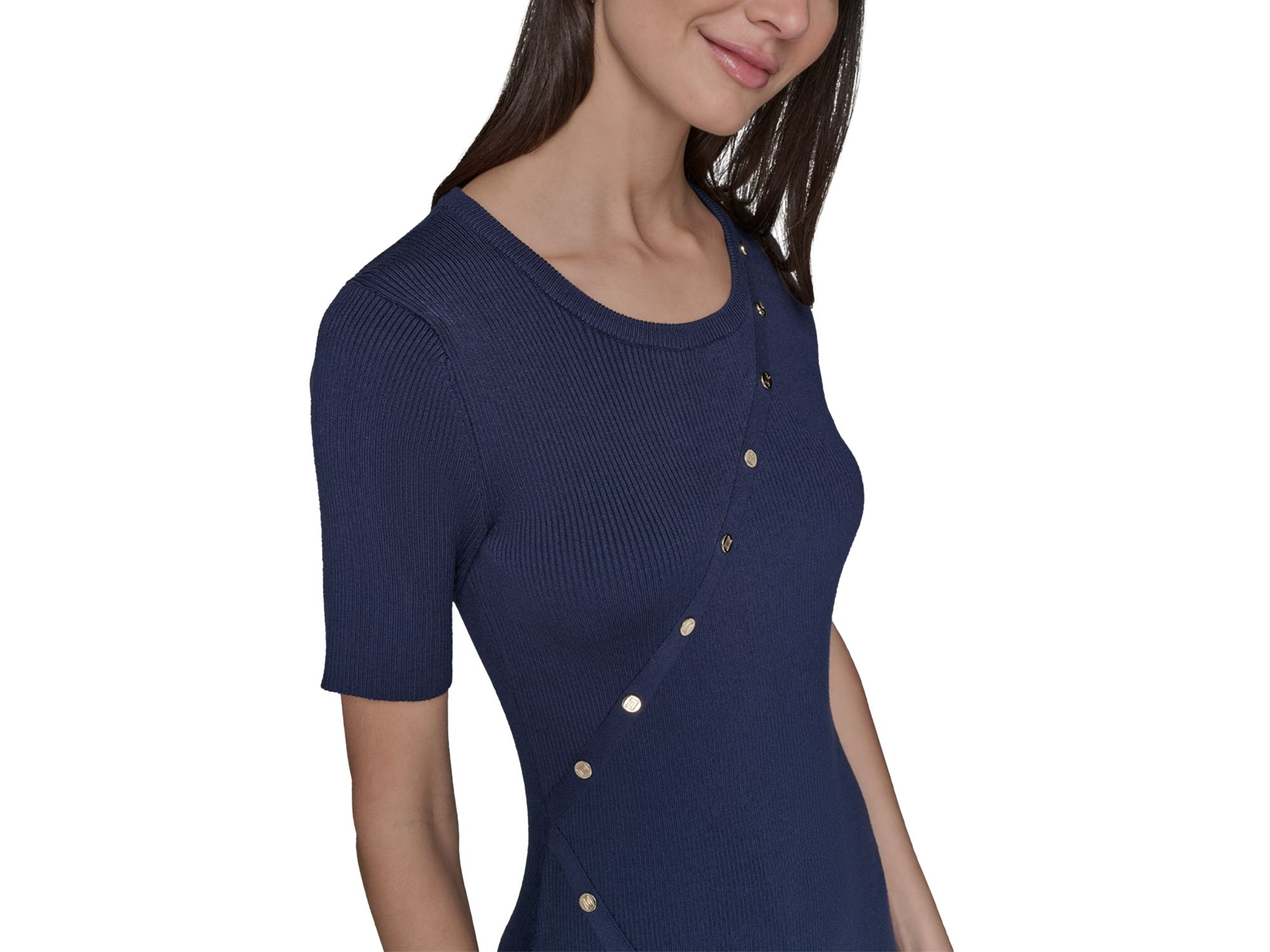 Button Trim Sweater Dress — Image 3