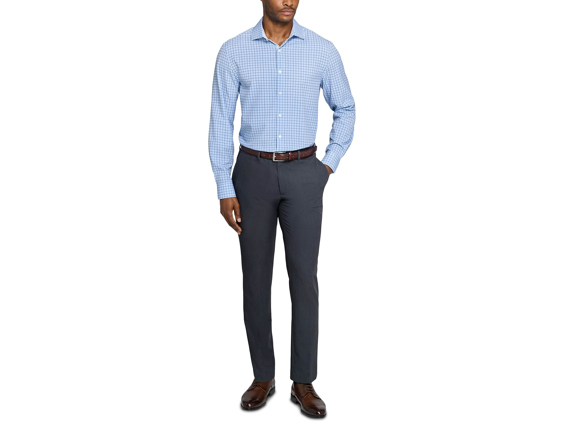 Slim Fit Check Performance Dress Shirt — Image 12