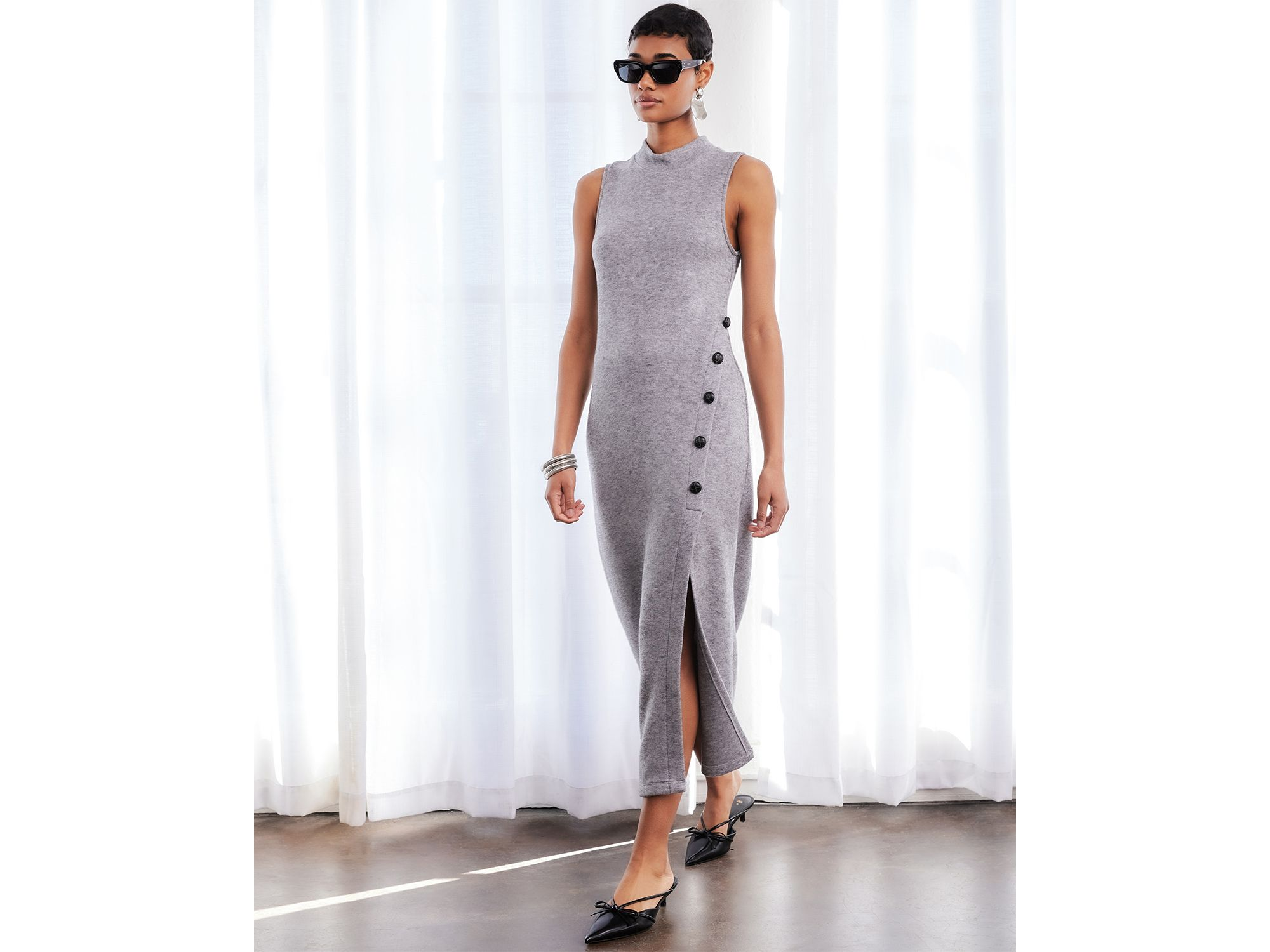 Lauren Button Detail Midi Dress — Image 5