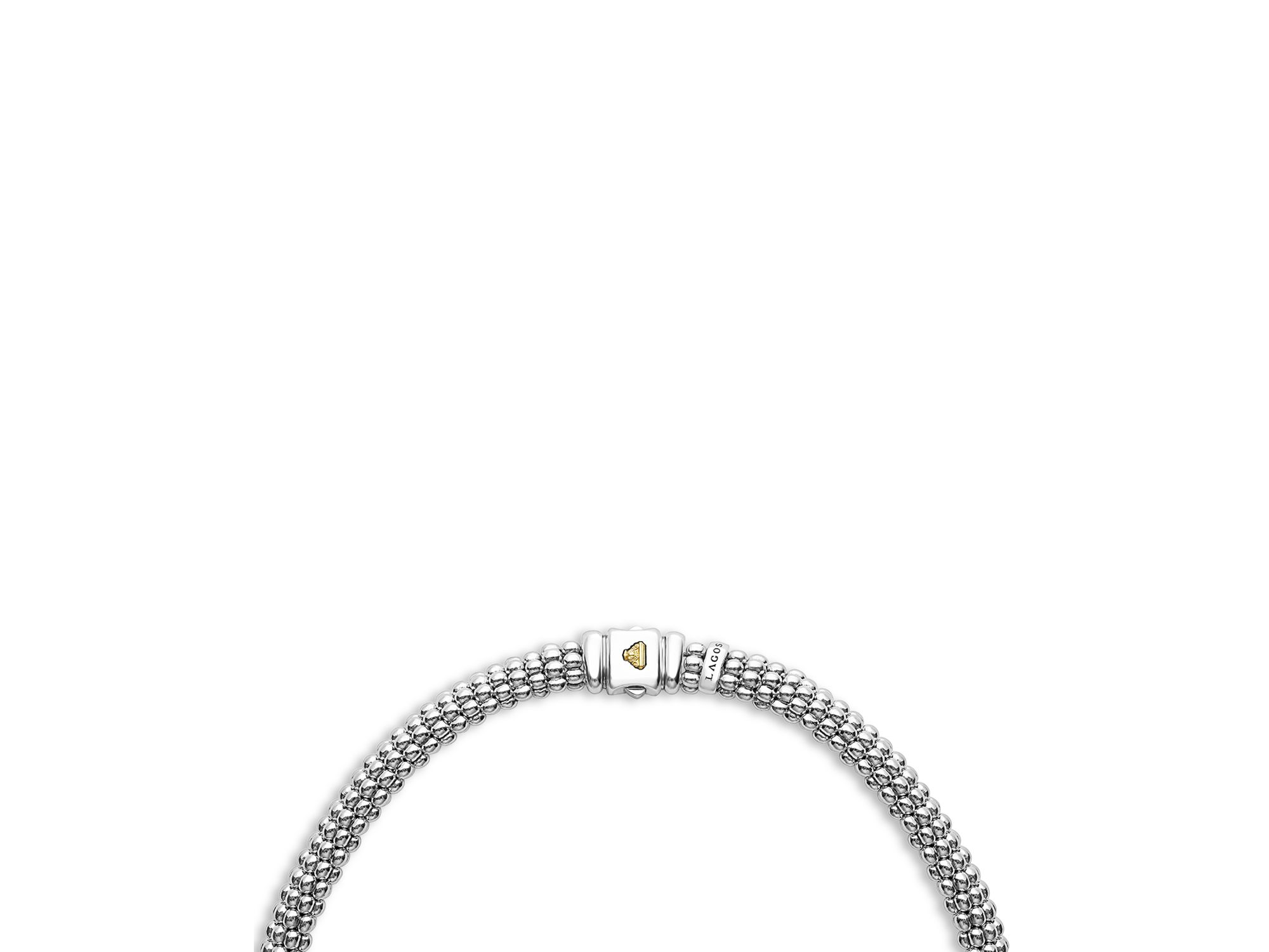 18K Yellow Gold & Sterling Silver Embrace Five Station X Caviar Collar Necklace, 16" — Image 5