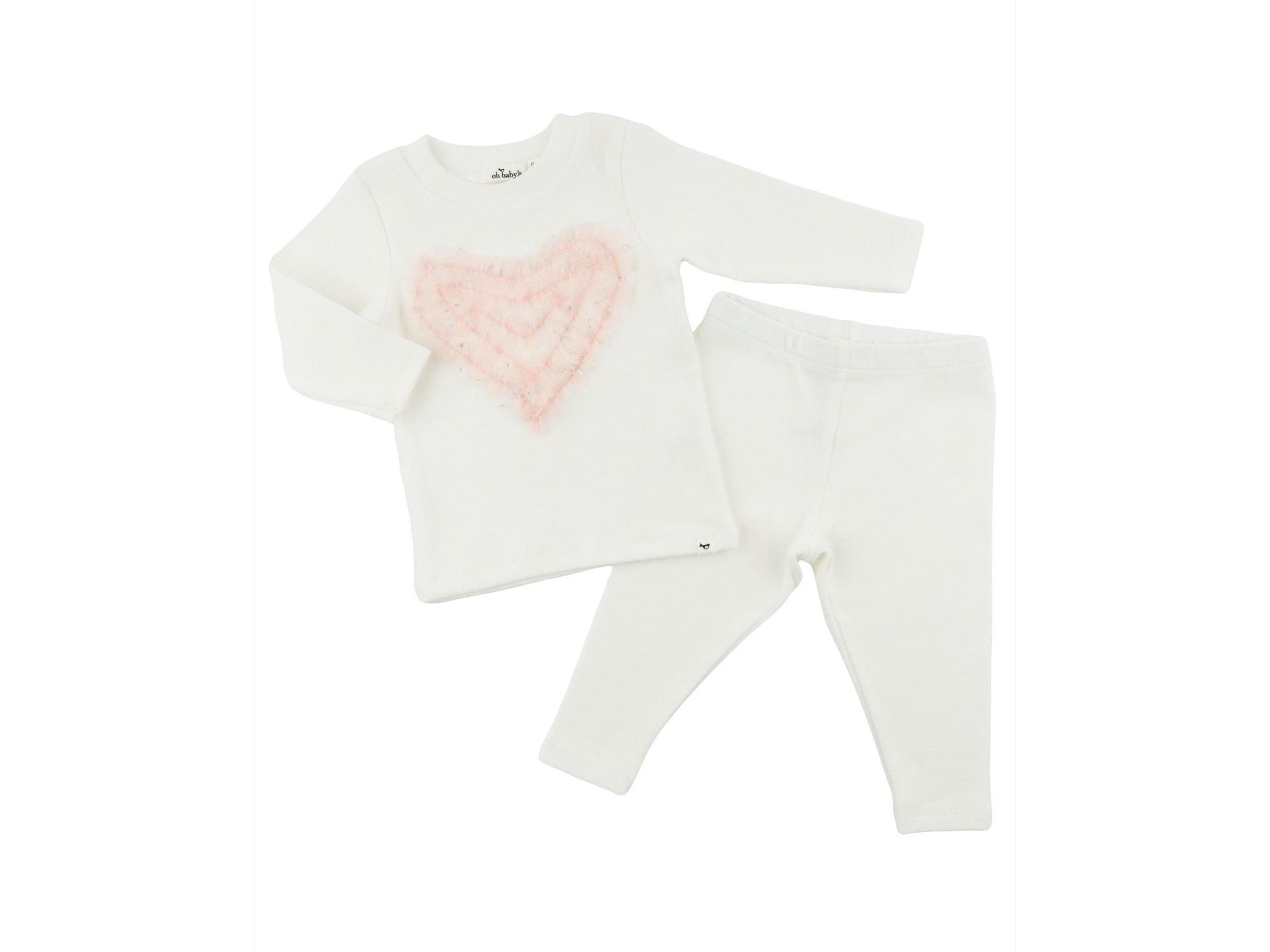 Girls' Ruffle Heart Fleck Tulle Applique 2-Piece Set - Baby — Image 3
