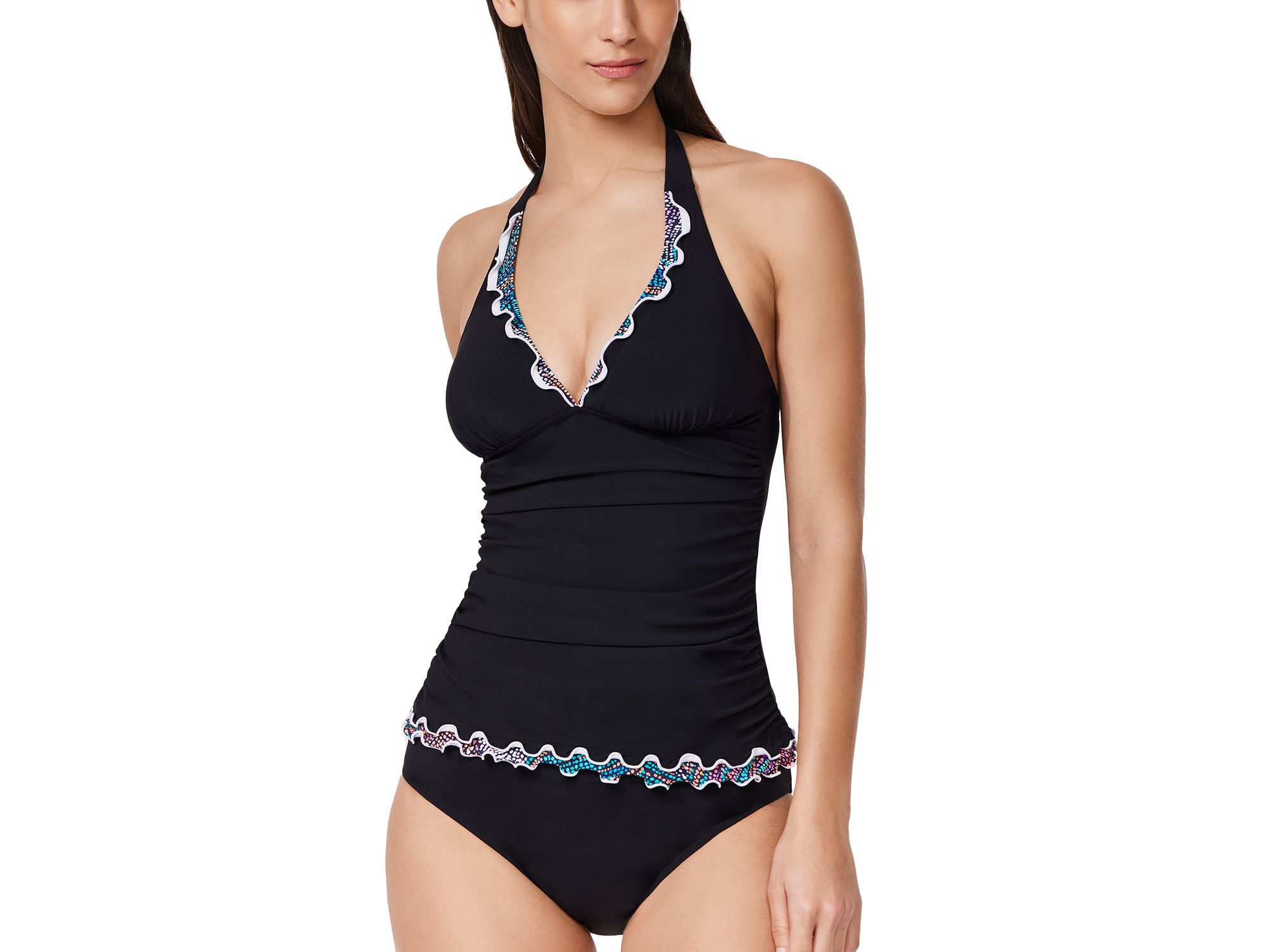 Layla Tricolore Solid Halter Tankini Top — Image 6