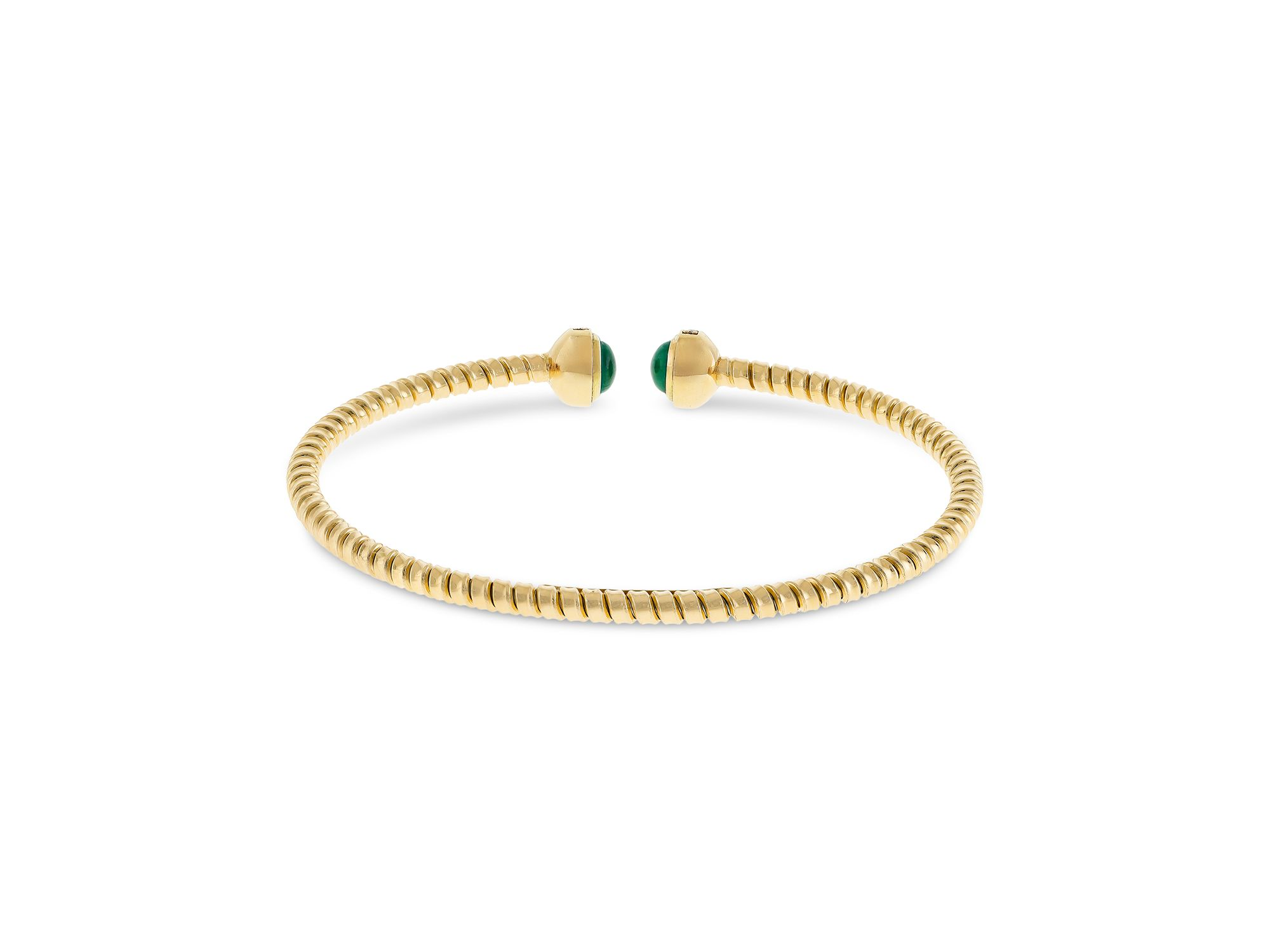 18K Yellow Gold Diamond & Malachite Via Giardino Tubogas Small Rope Bracelet — Image 3