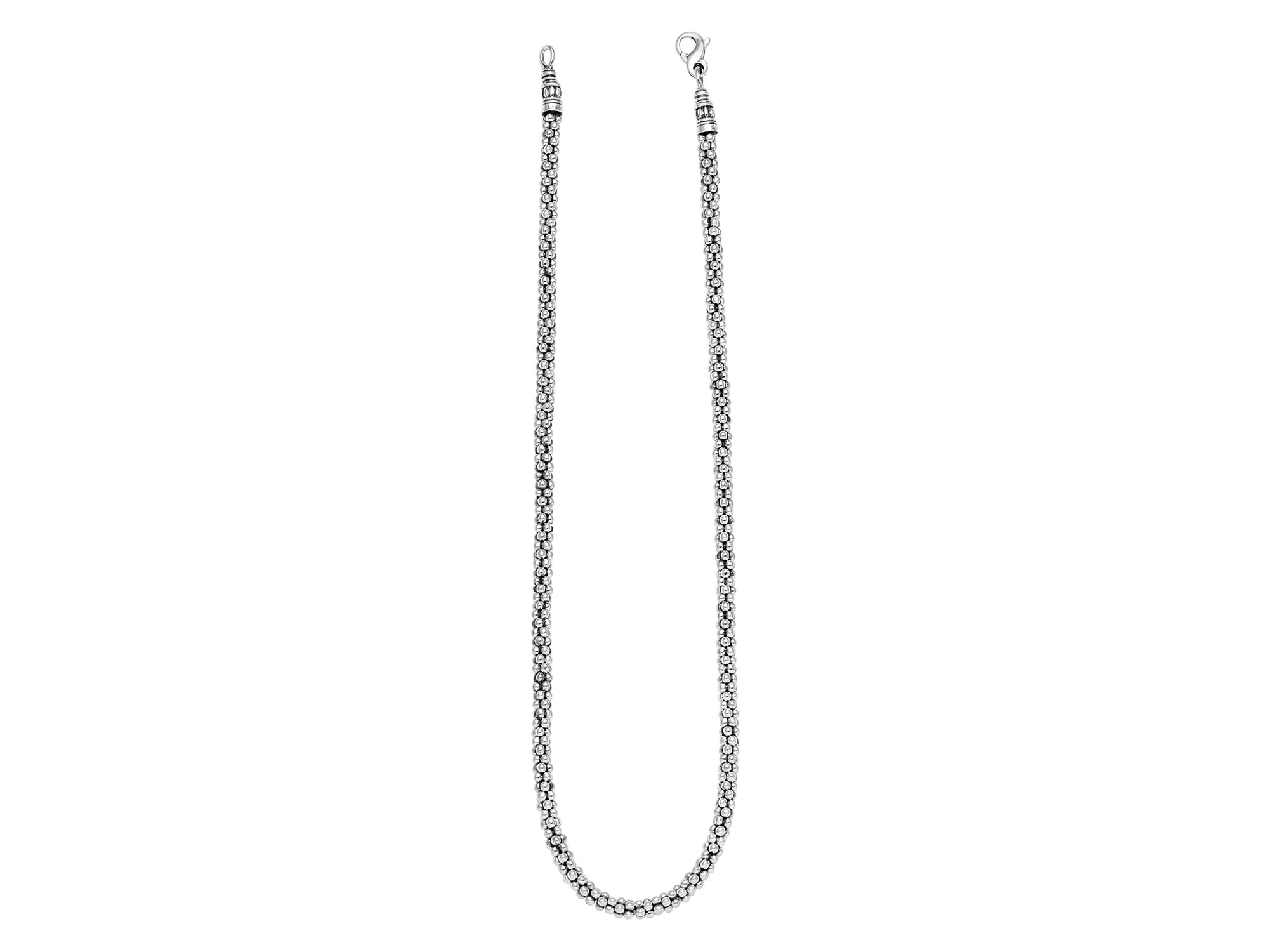Sterling "Caviar" Silver Rope Chain Necklace, 16" — Image 4