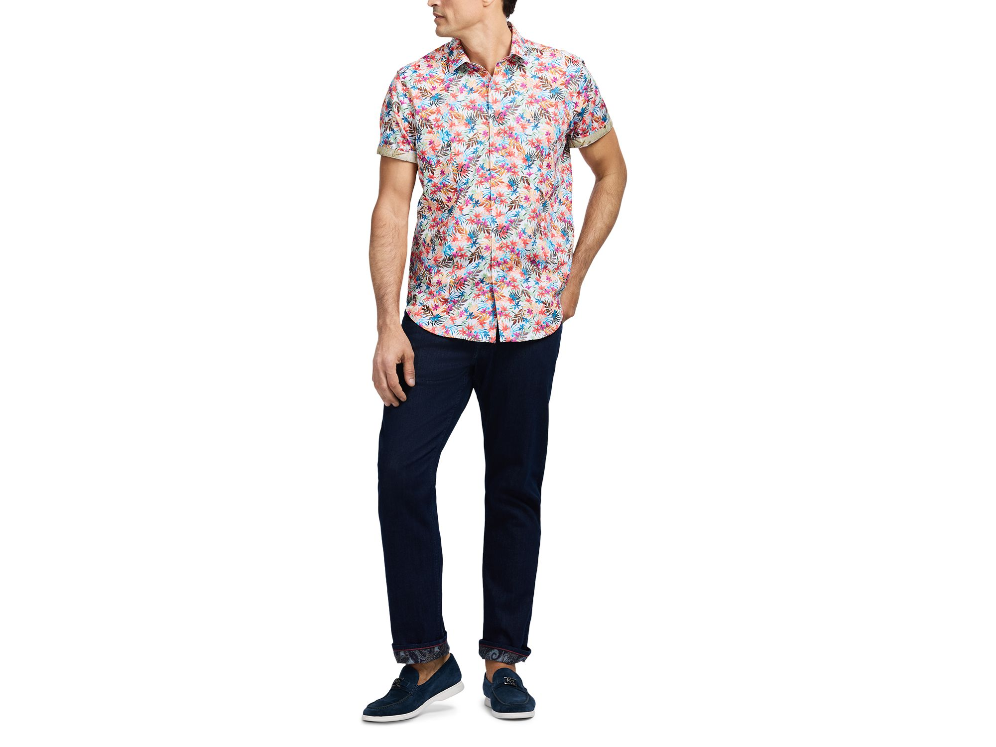 Floral Short Sleeve Woven Shirt — Image 6