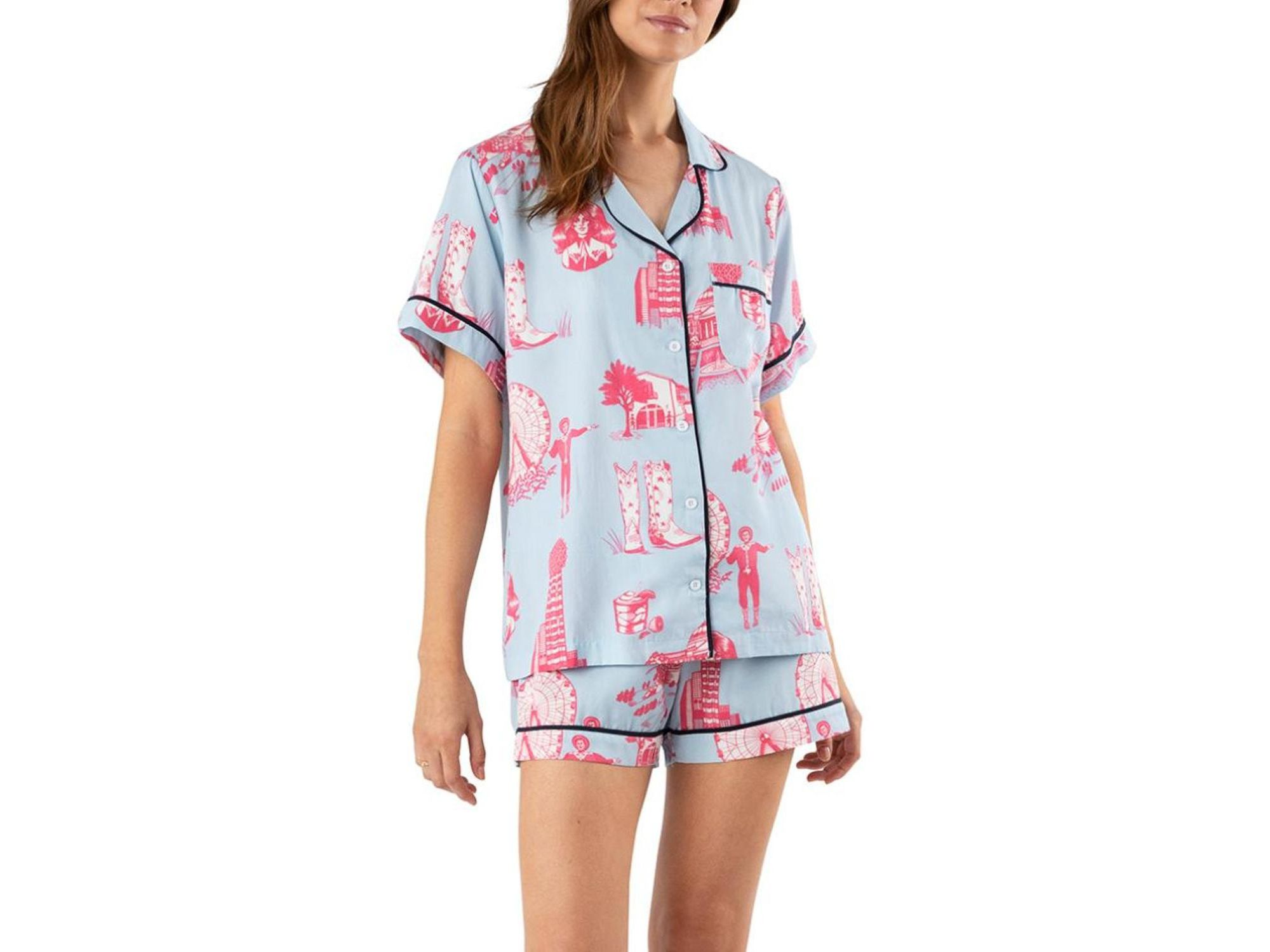 Dallas Toile Pajama Shorts Set - Image 1