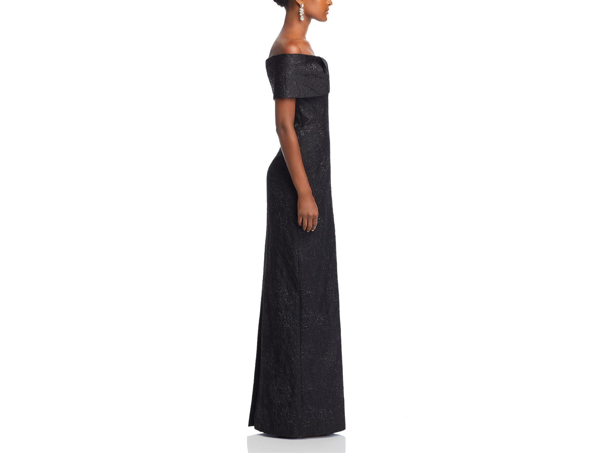 Metallic Off-the-Shoulder Jacquard Gown — Image 7