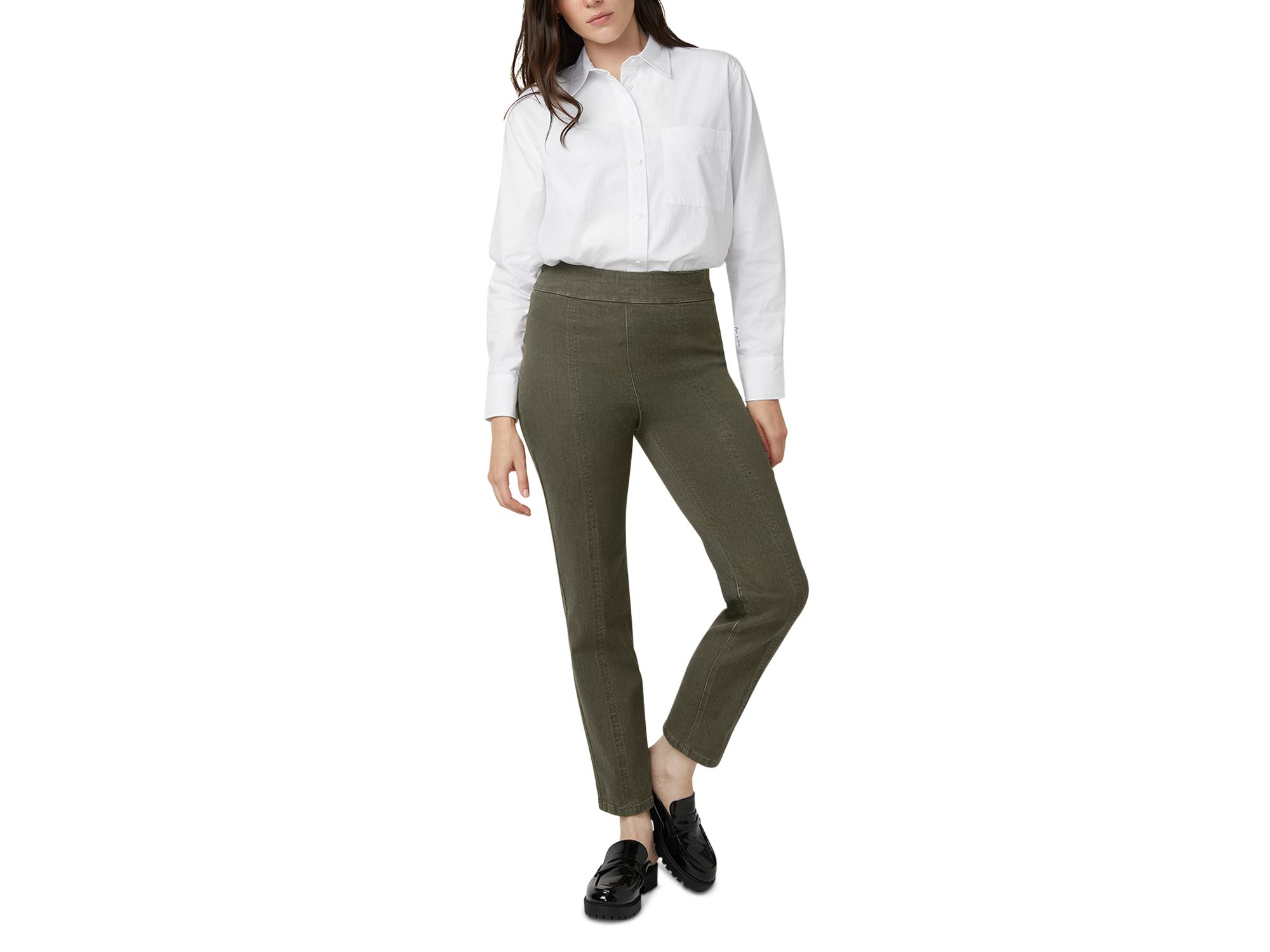 Mid Rise Straight Jeans in Olive Night — Image 6