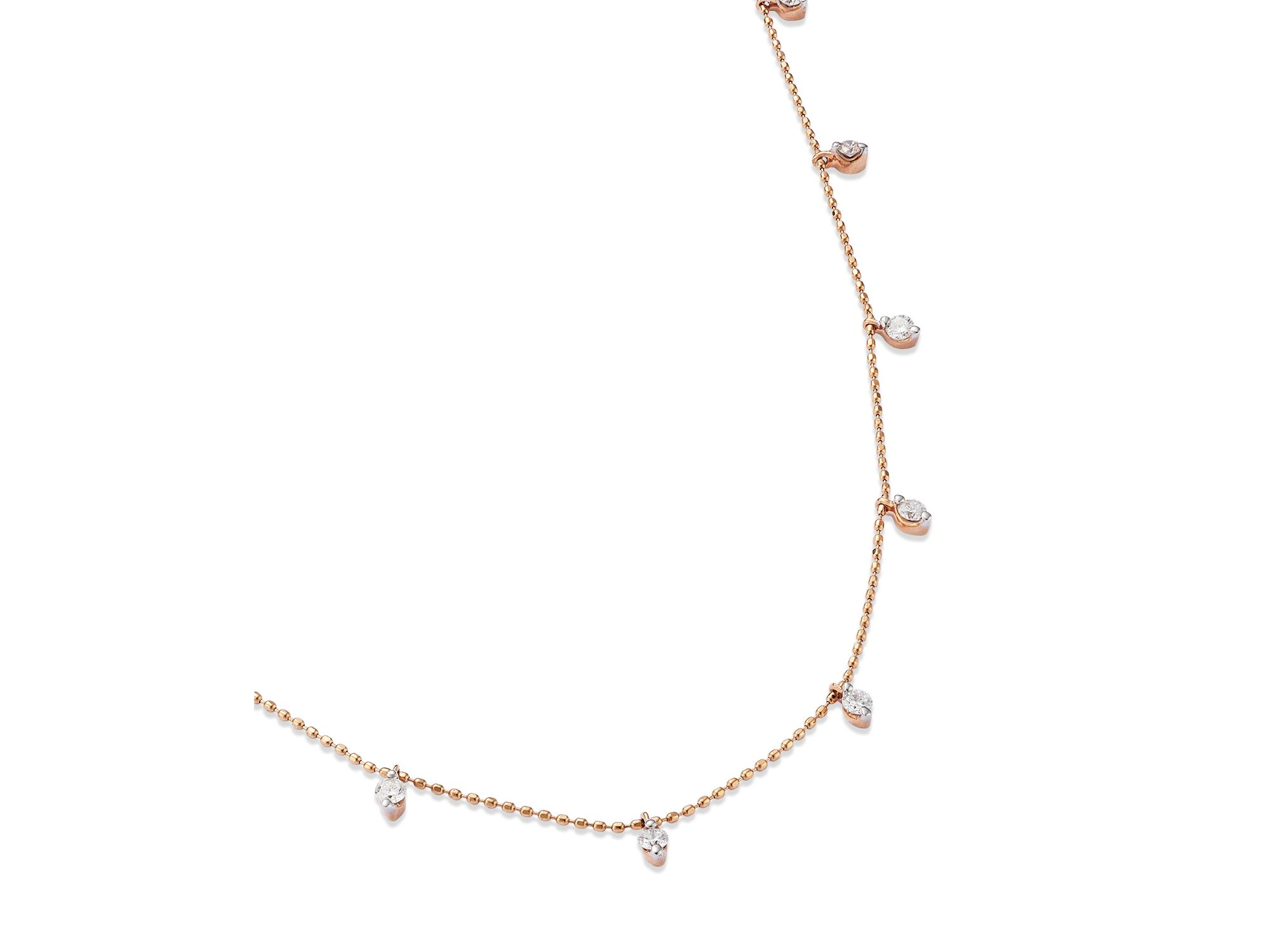Diamond Station Droplet Necklace in 14K Rose Gold, 0.50 tcw — Image 3