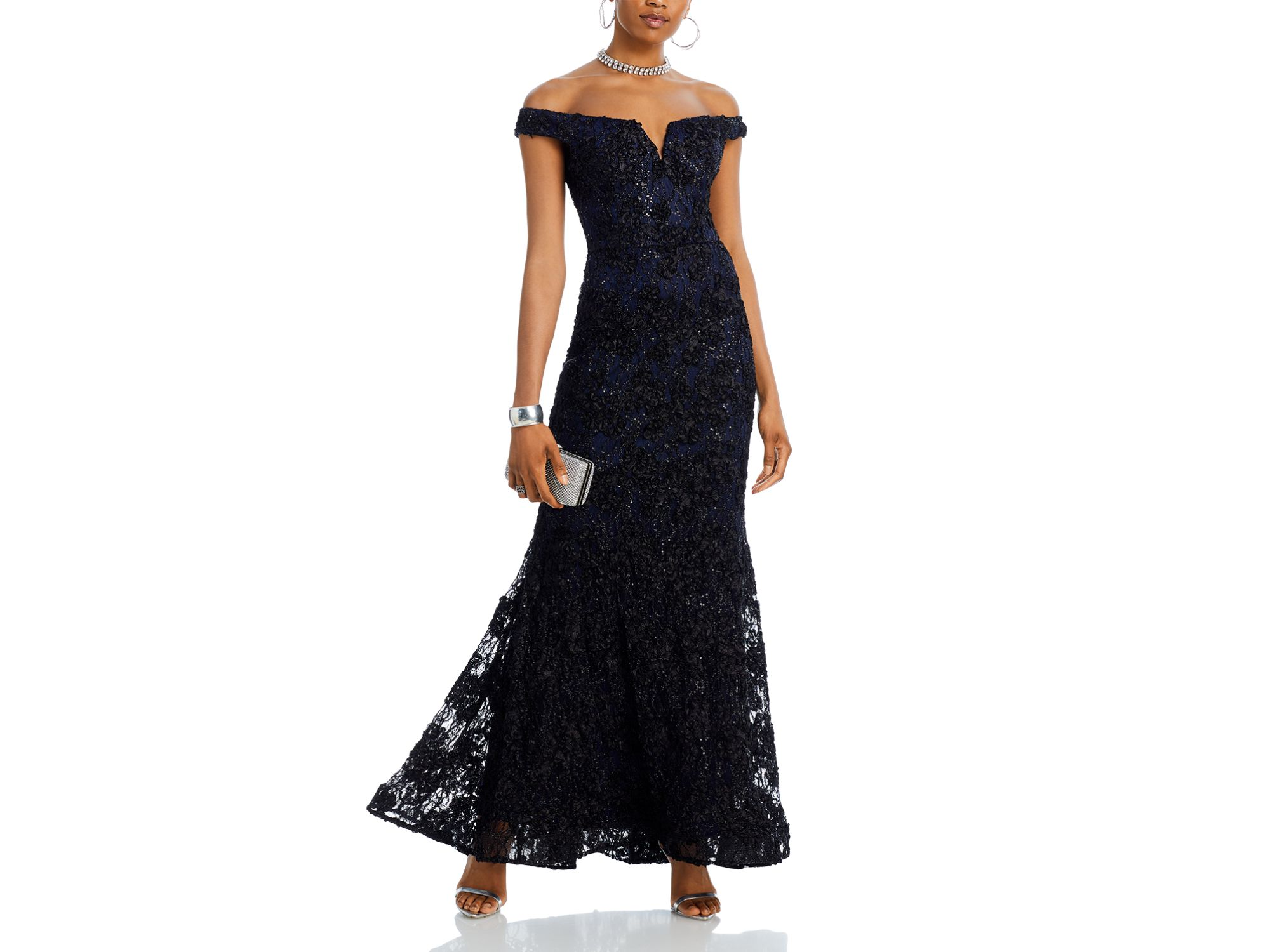 Off-the-Shoulder Embellished Lace Gown - Exclusive — Image 6