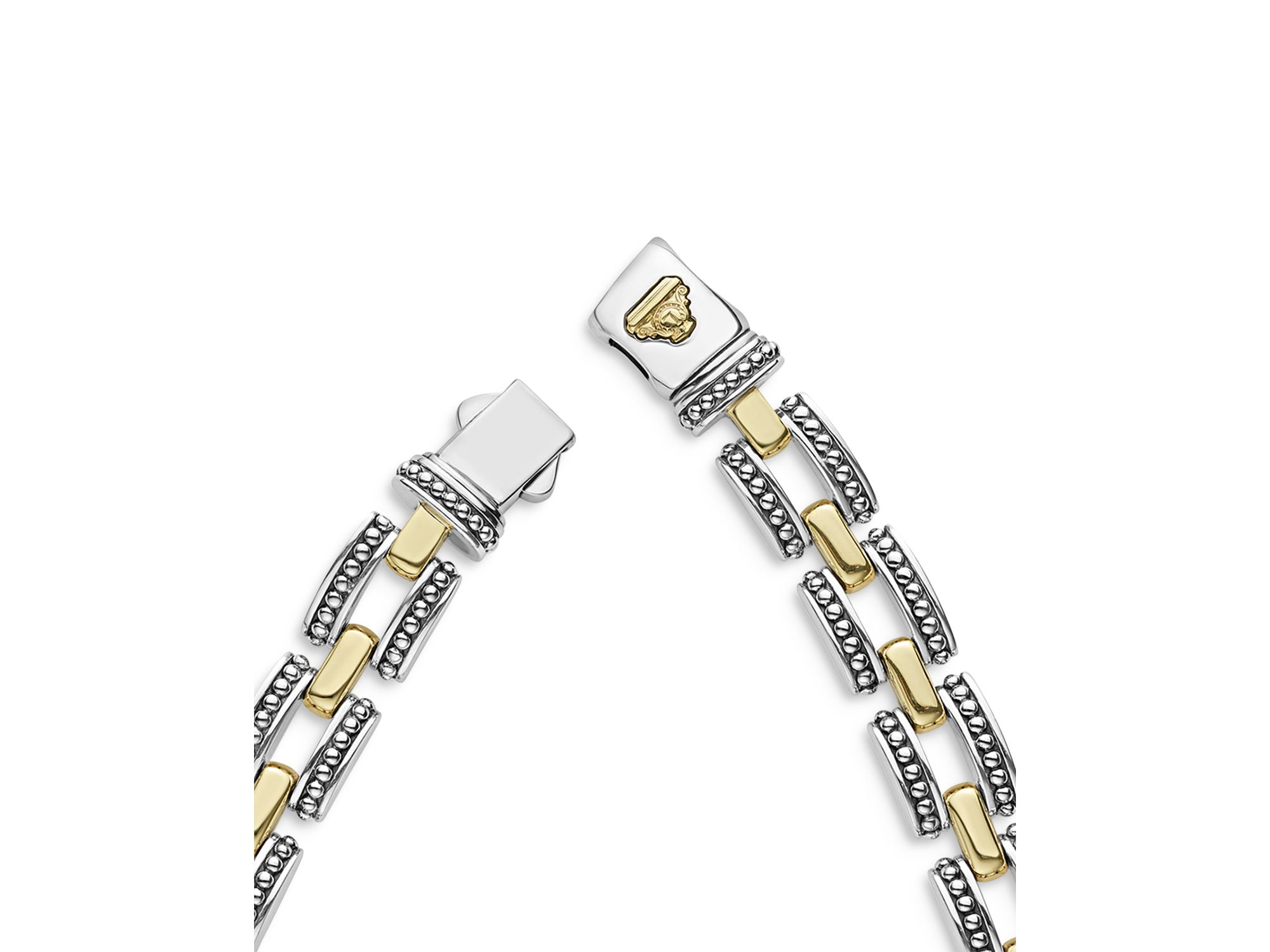 18K Yellow Gold & Sterling Silver High Bar Link Statement Necklace, 16" — Image 6