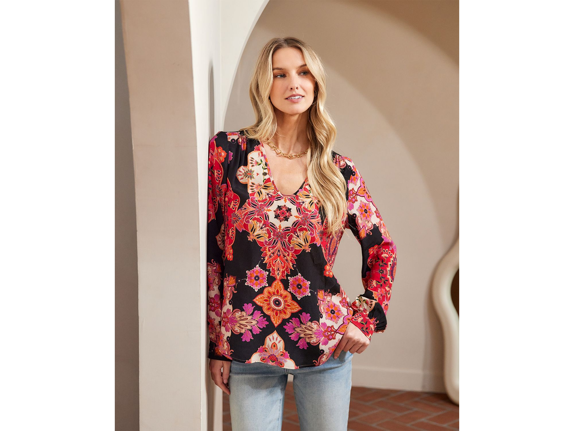 Printed Scoop Neck Top — Image 4