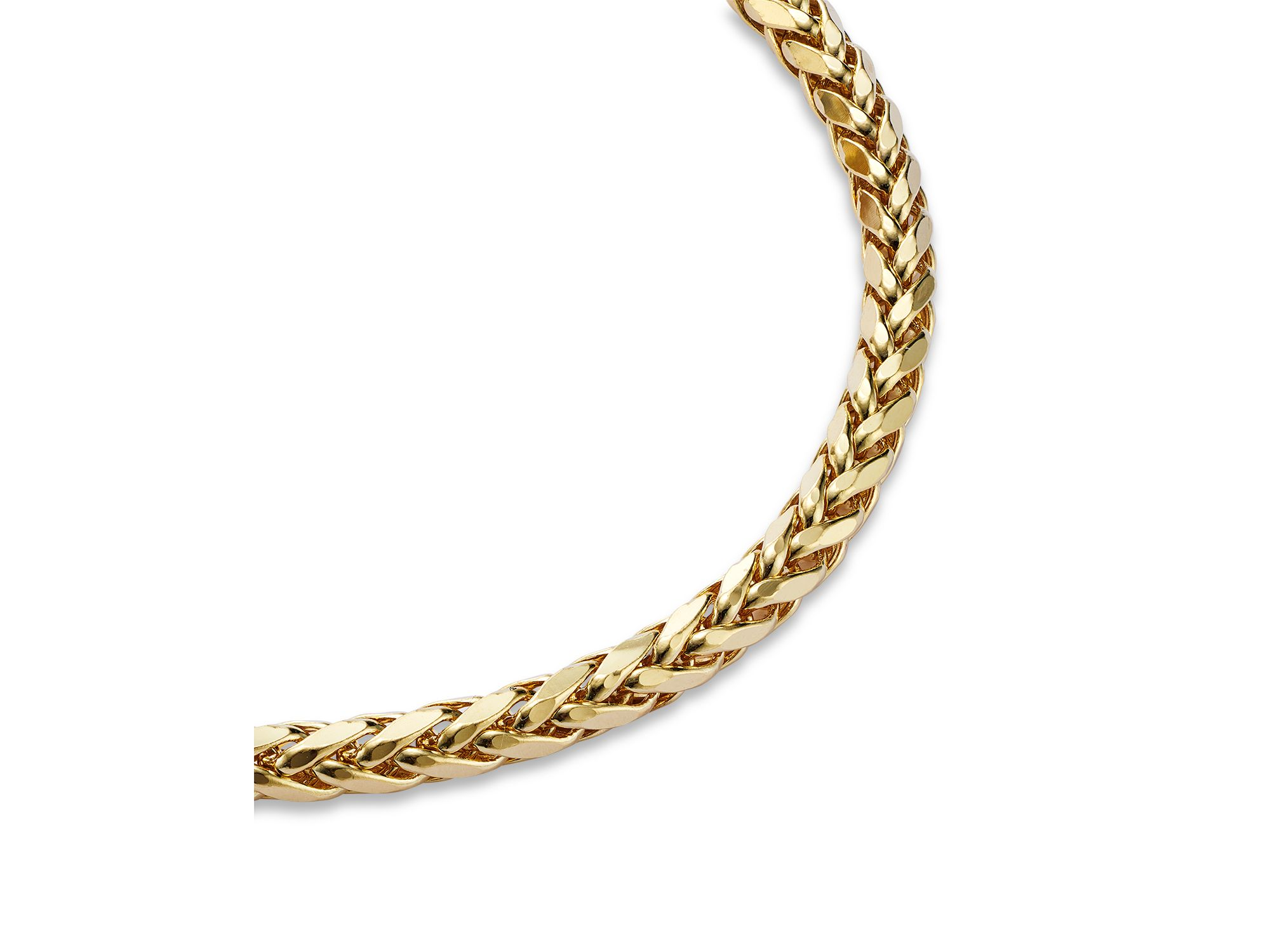 Men's Wheat Link Chain Bracelet in 14K Yellow Gold — Image 3