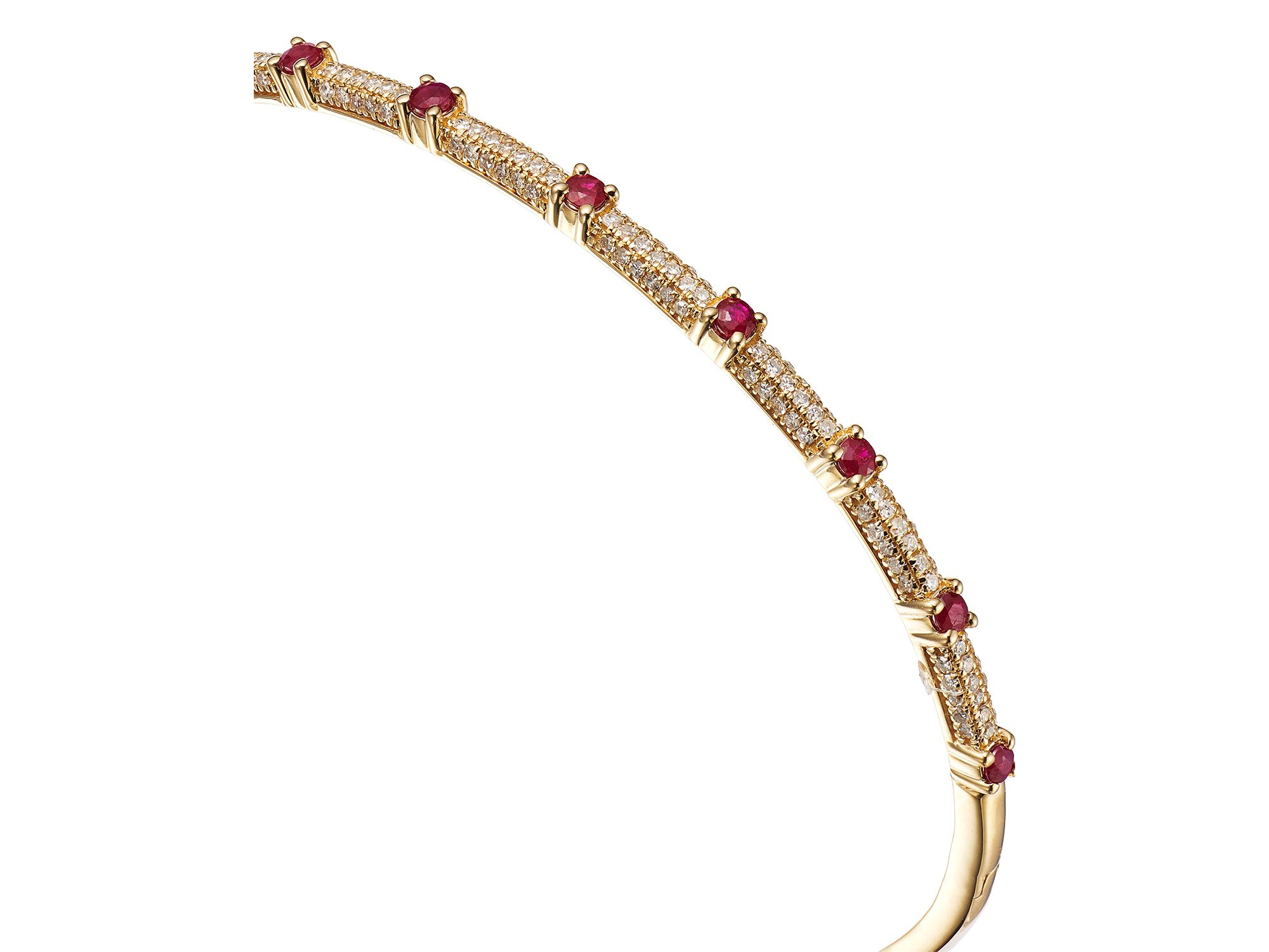 Bloomingdale's Ruby & Diamond Bangle Bracelet in 14K Yellow Gold — Image 3
