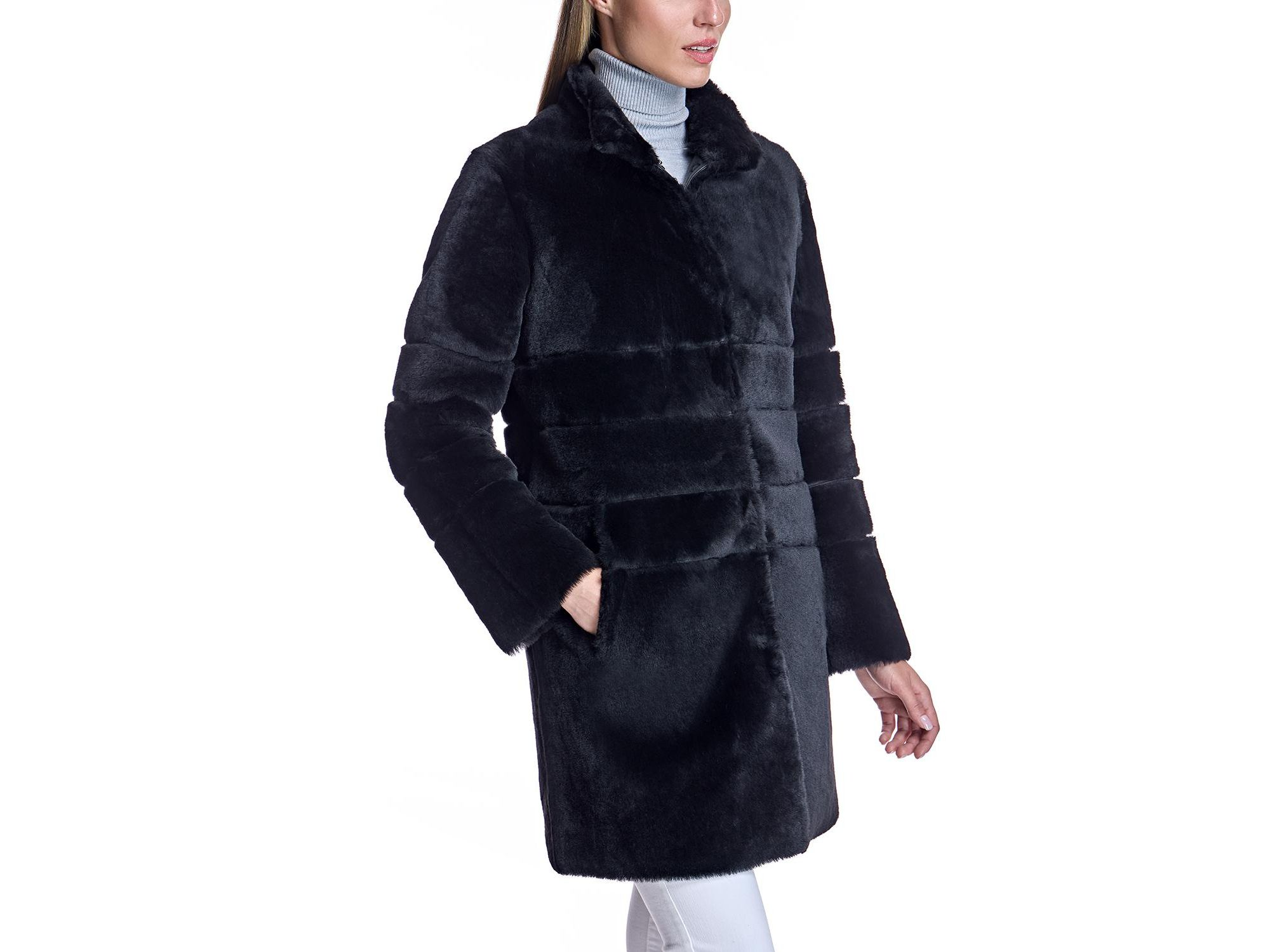 Reversible Seam-Out Shearling Shortcoat — Image 5