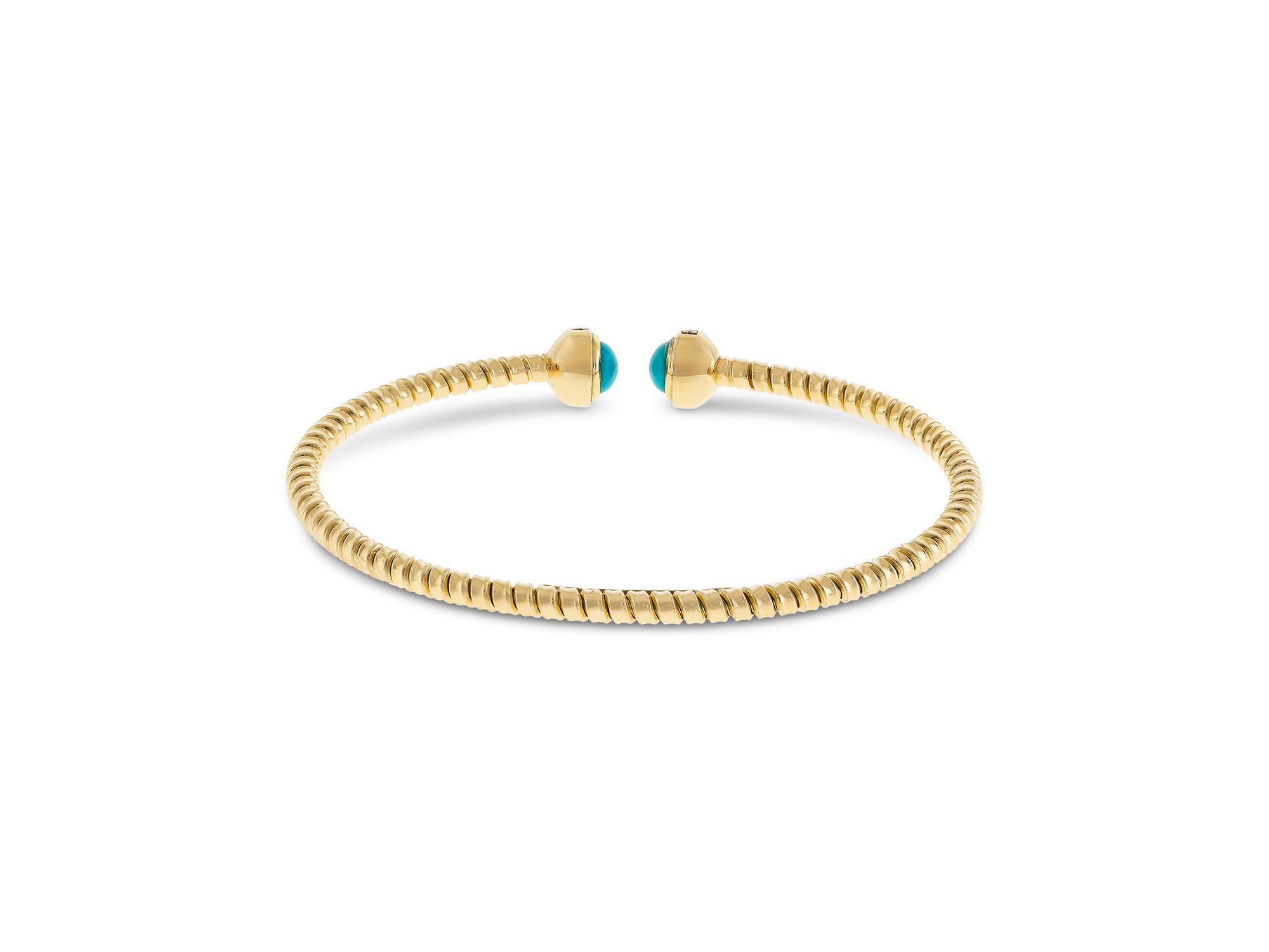 18K Yellow Gold Diamond & Turquoise Via Giardino Tubogas Small Rope Bracelet — Image 3