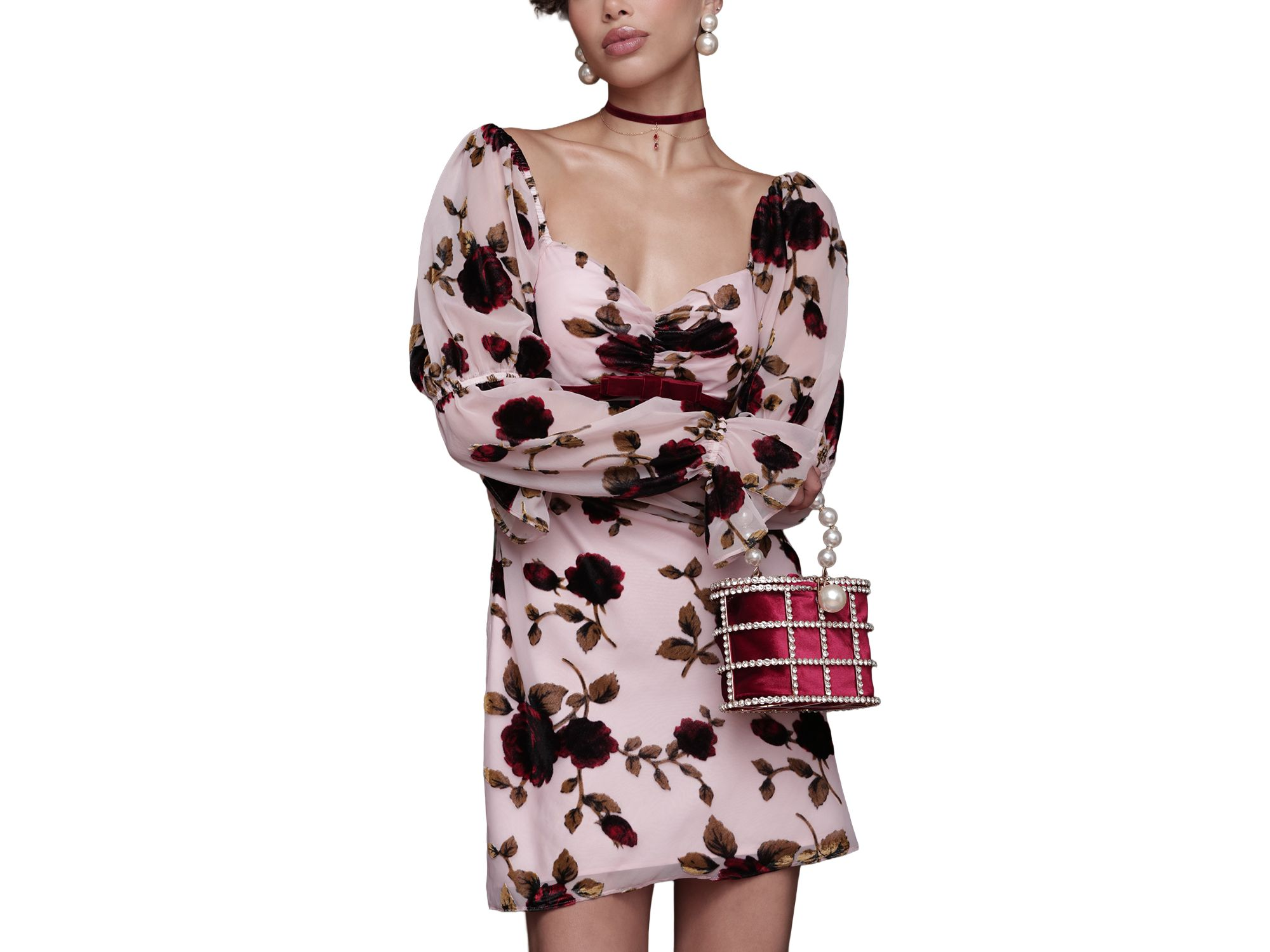 Victorian Sleeve Floral Mini Dress — Image 3