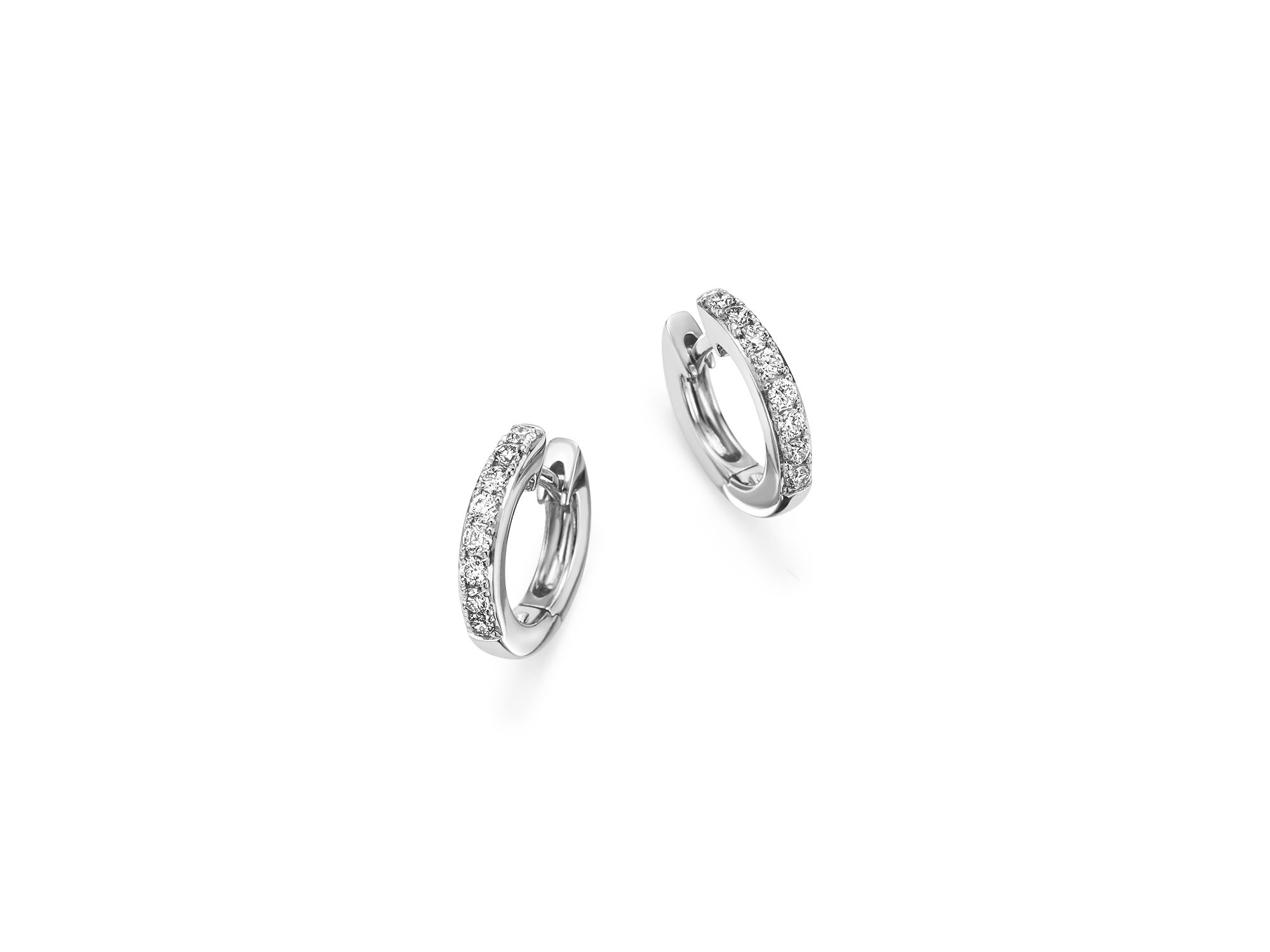 Diamond Mini Hoop Earrings in 14K Gold, 0.15 tcw — Image 3