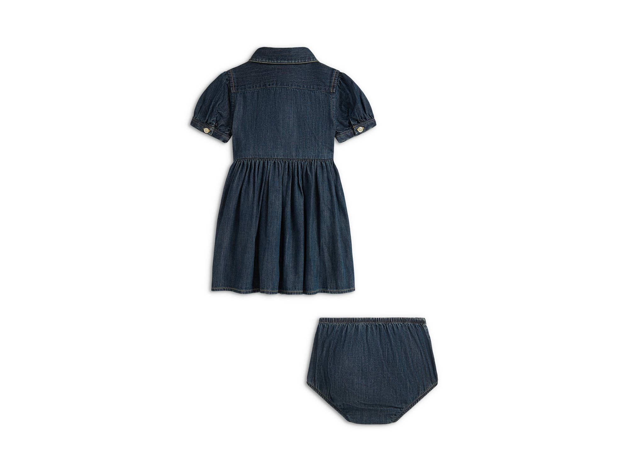 Girls' Cotton Denim Shirtdress & Bloomer - Baby — Image 3